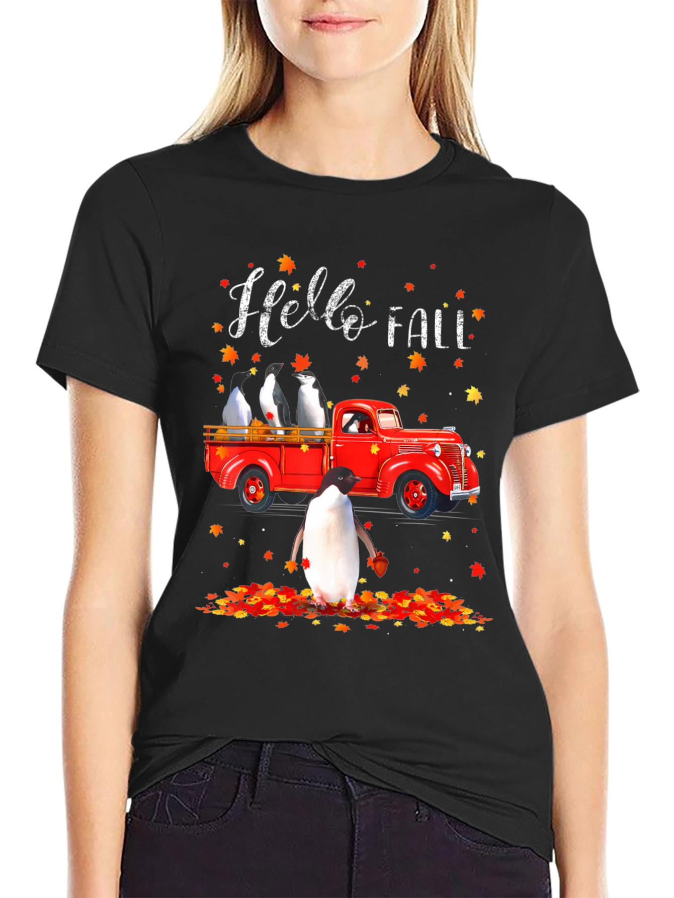 Black Penguin Fall Truck T-Shirt view 2