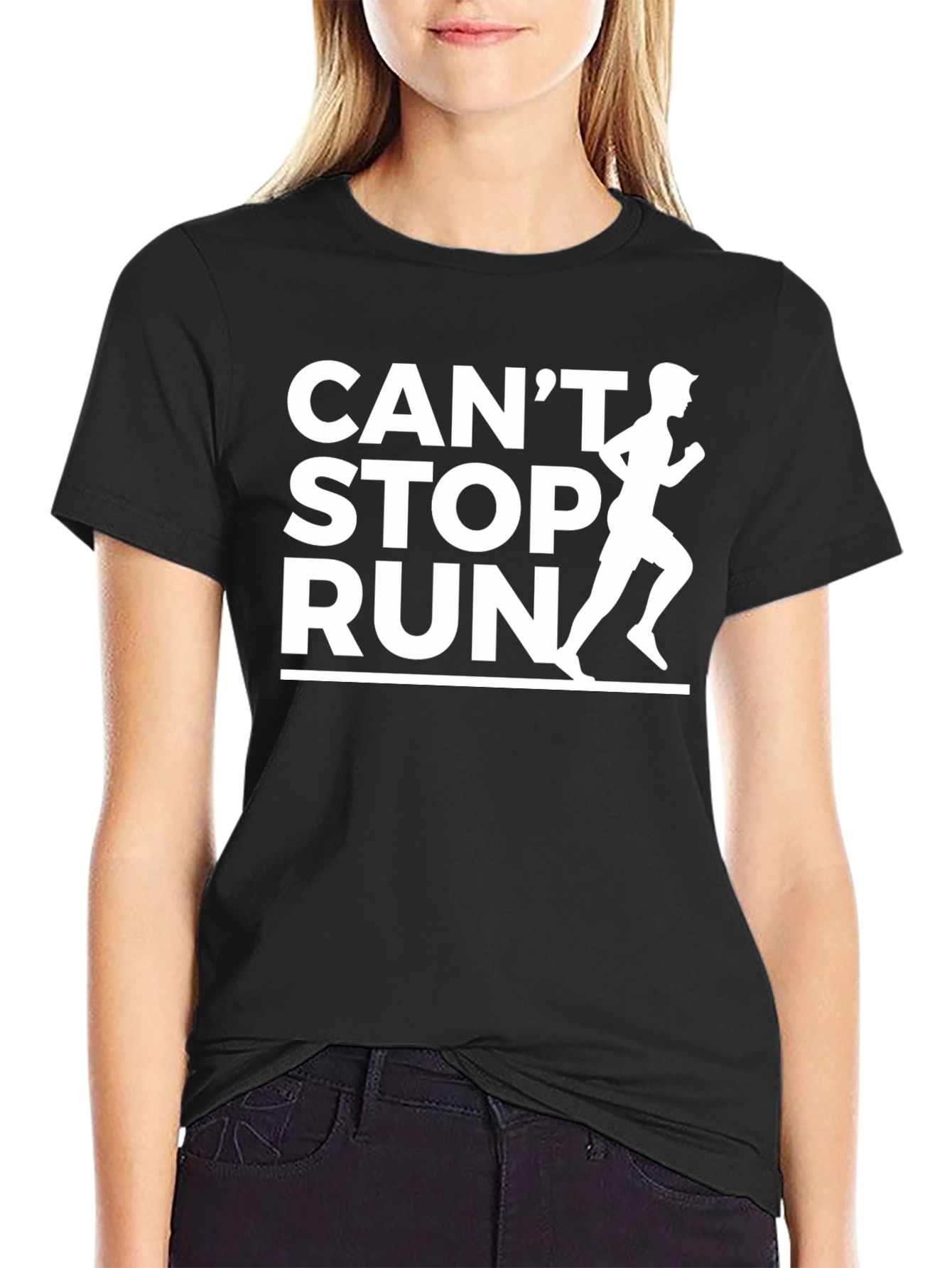 Black Can't Stop Run T-Shirt - Black, Running Graphic view 2