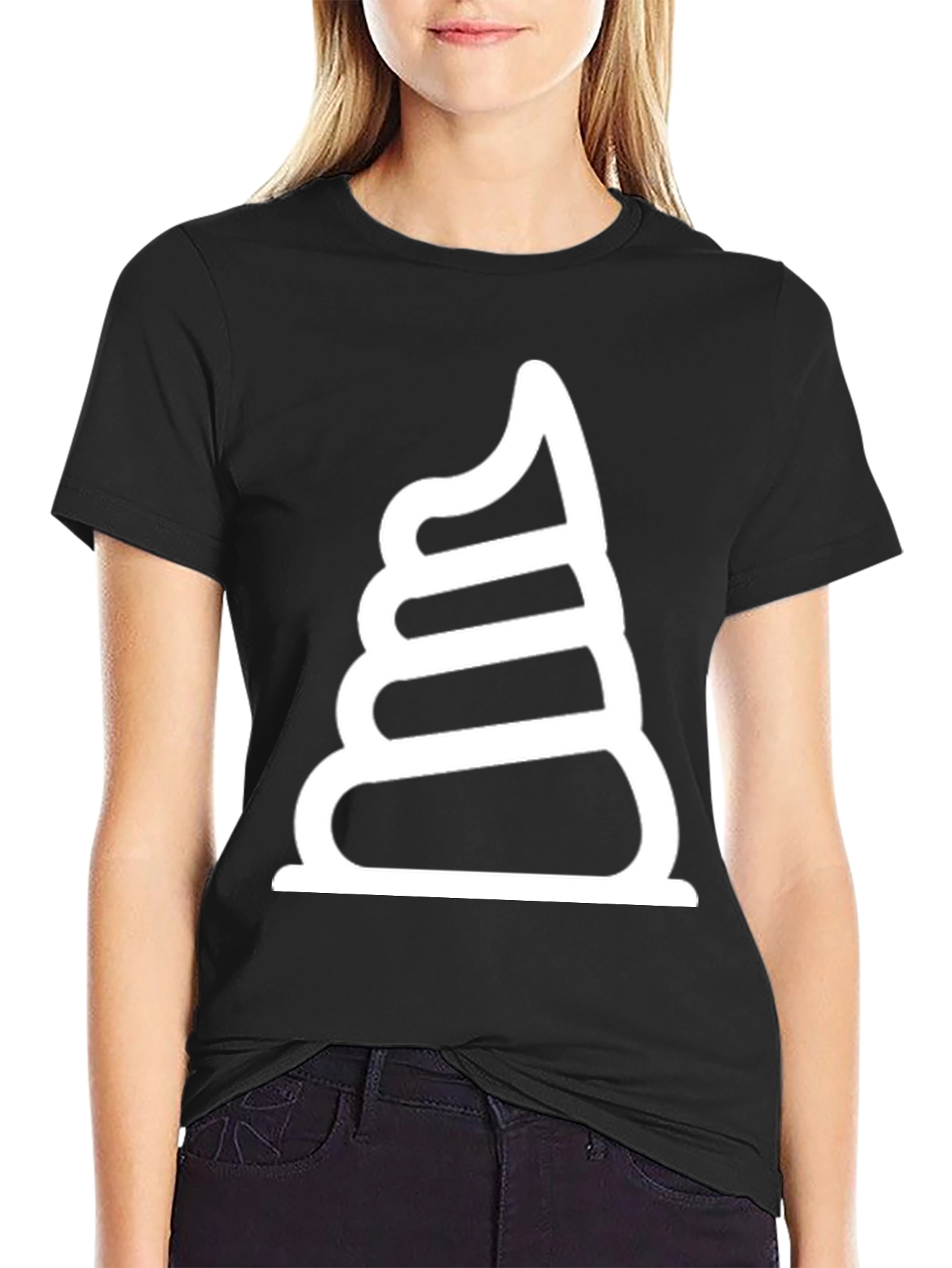 Black Poop Emoji Graphic Tee - Funny Casual T-Shirt view 2