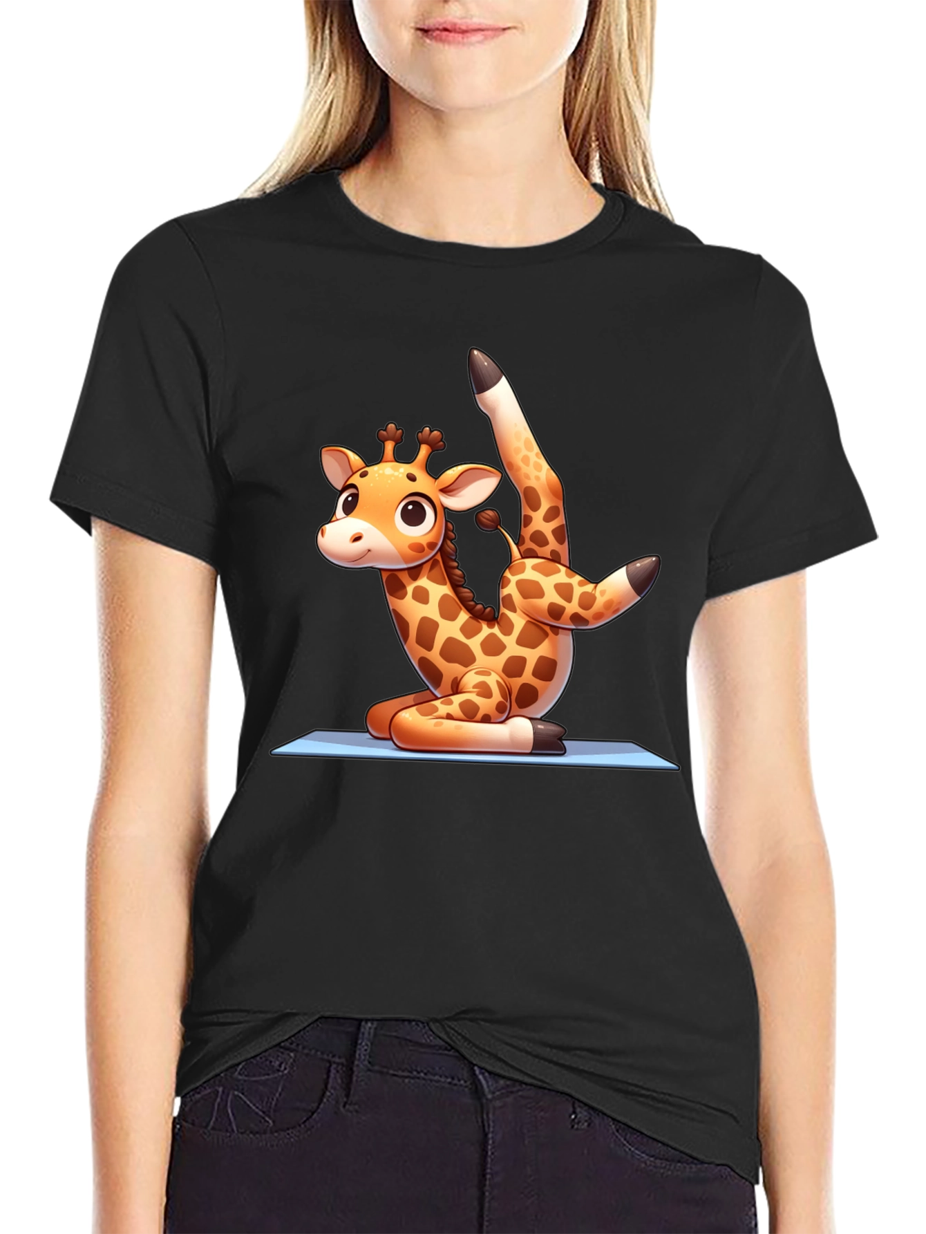 Black Yoga Giraffe T-Shirt view 2