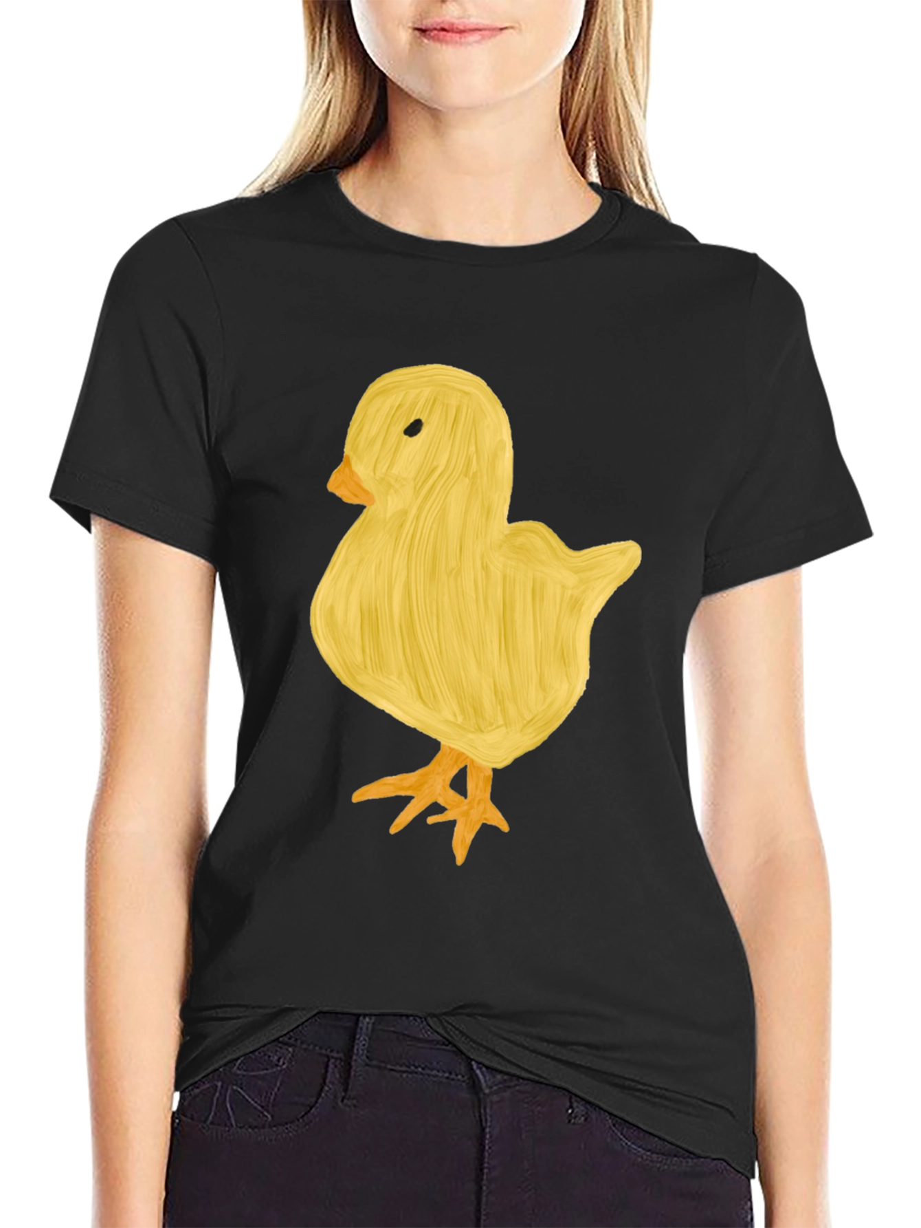 Black Cute Chick Graphic Tee - Unisex Black T-Shirt view 2