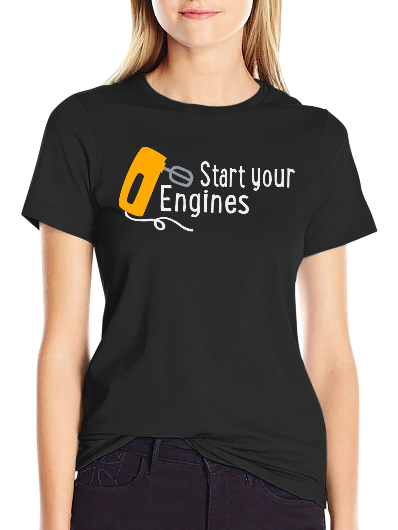 Black Start Your Engines Funny Mixer T-Shirt view 2
