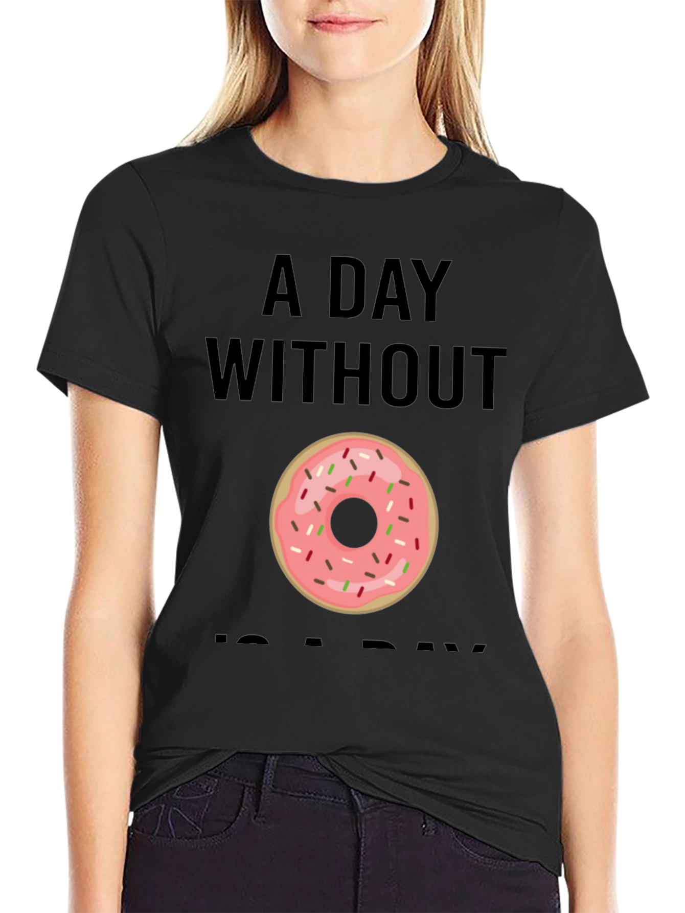 Black Donut Graphic T-Shirt - A Day Without Donuts view 2