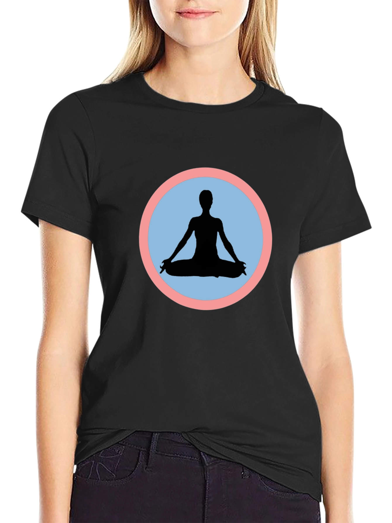 Black Yoga Pose Graphic Tee - Black view 2