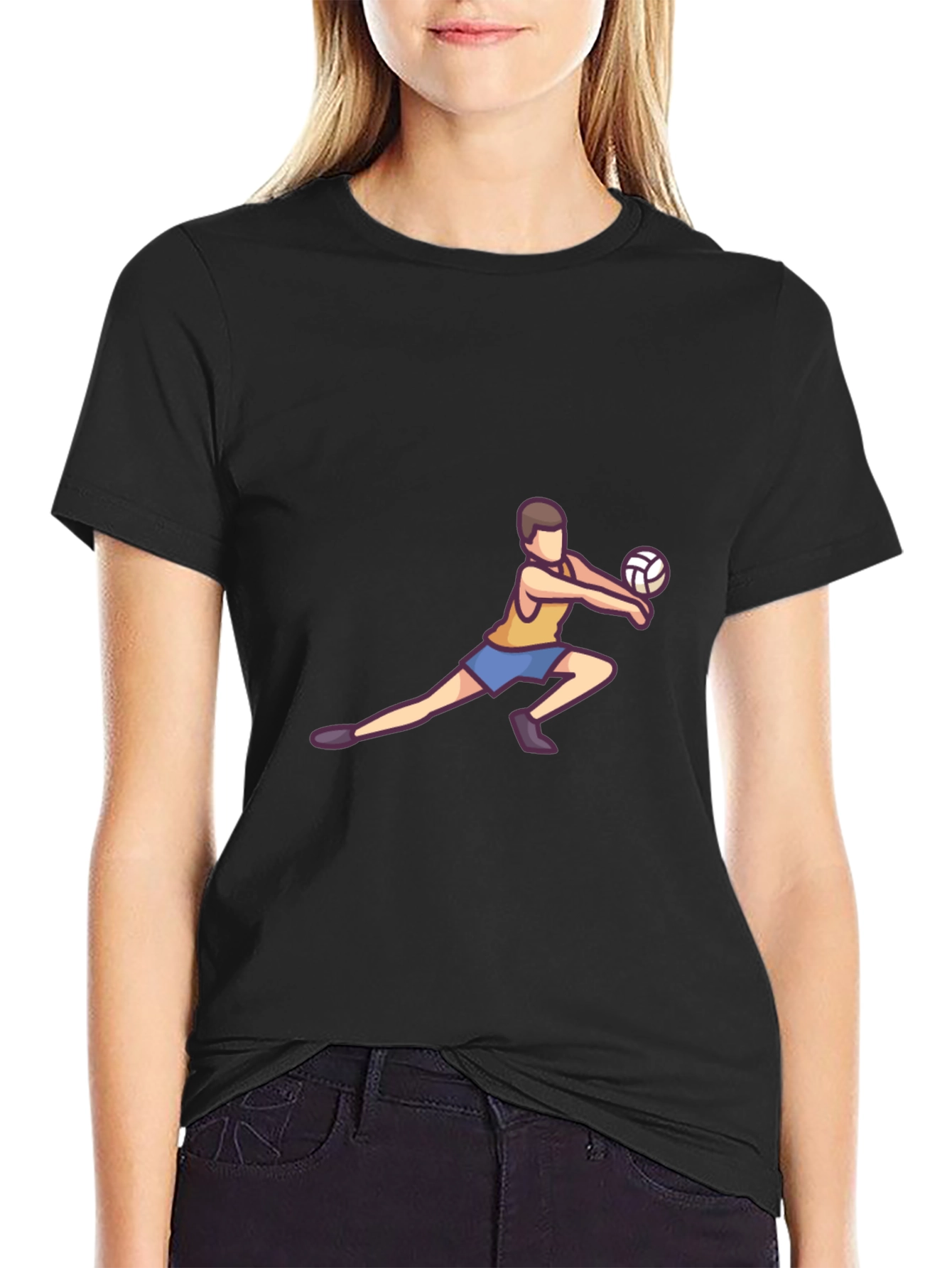 Black Volleyball Player Graphic T-Shirt view 2