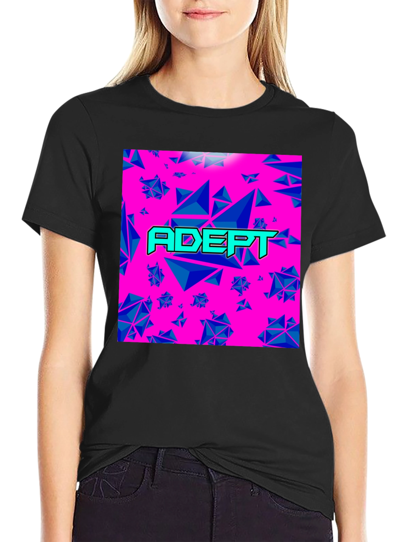 Black Adept Graphic Tee - Retro Geometric Design view 2