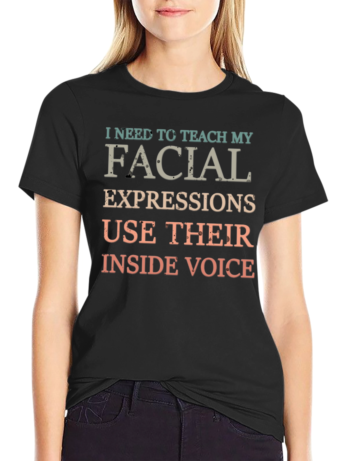 Black Funny Facial Expressions Inside Voice Graphic T-Shirt view 2