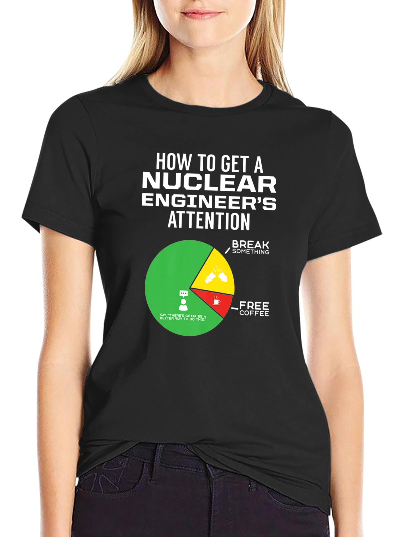 Black Nuclear Engineer's Attention T-Shirt view 2