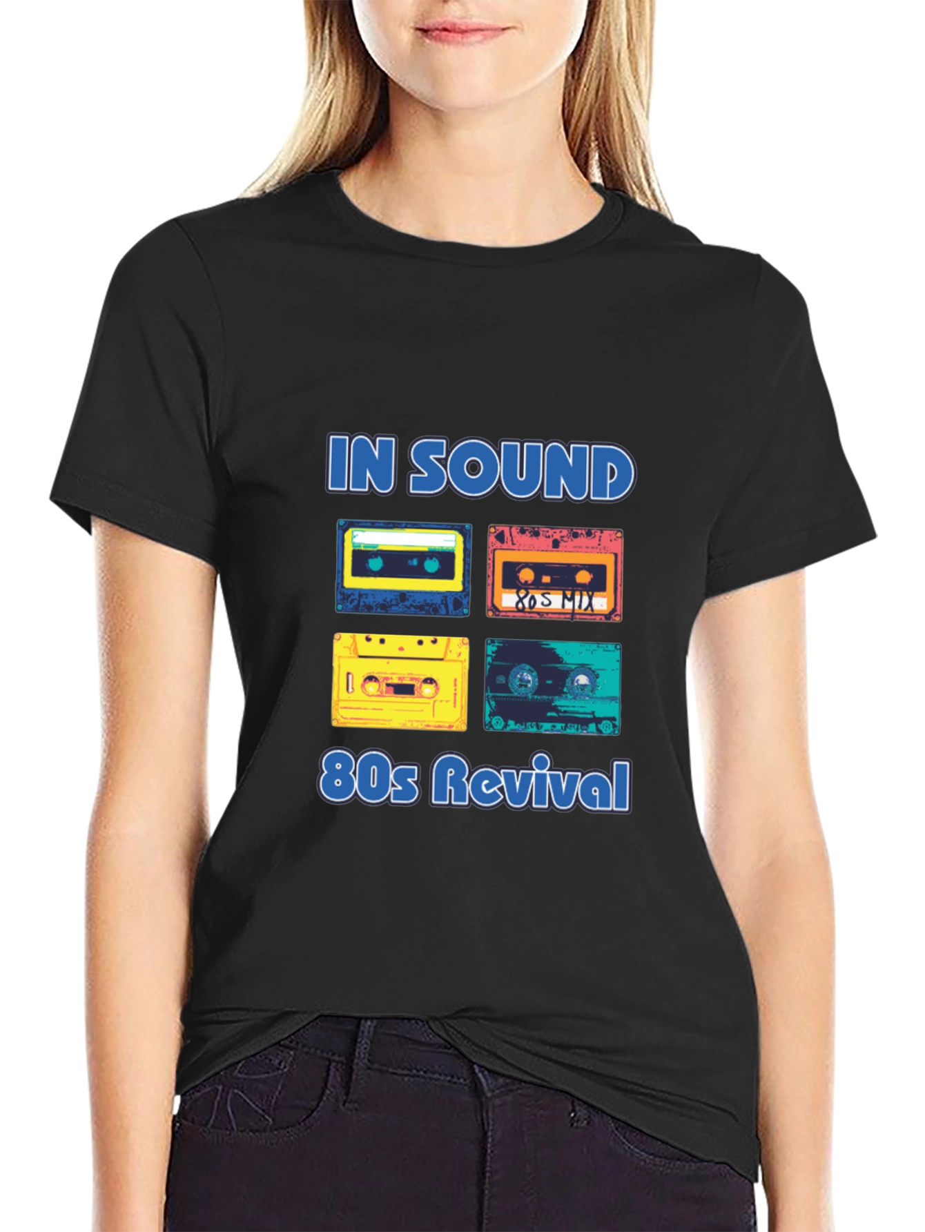 Black Retro 80s Music Revival T-Shirt view 2