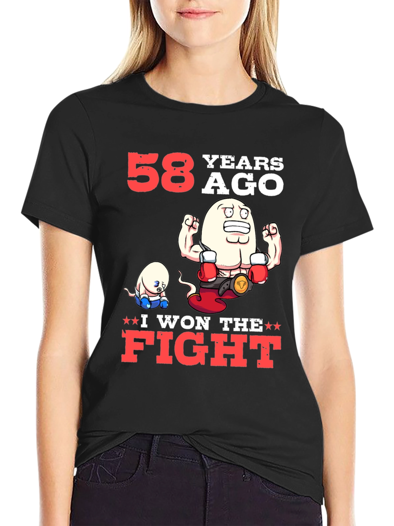 Black Funny 58 Years Ago I Won The Fight T-Shirt view 2