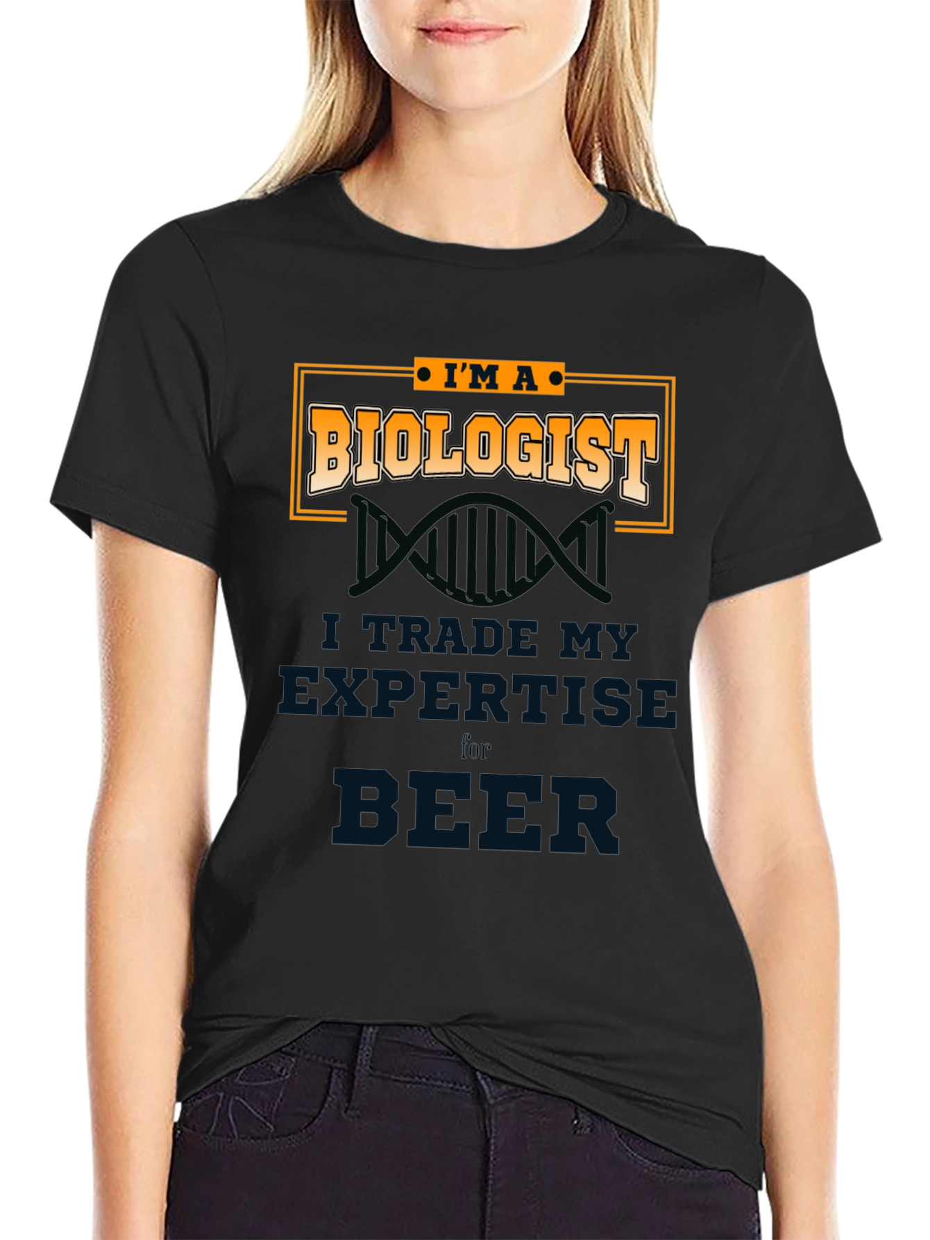Black Biologist T-Shirt - Trade Expertise for Beer view 2