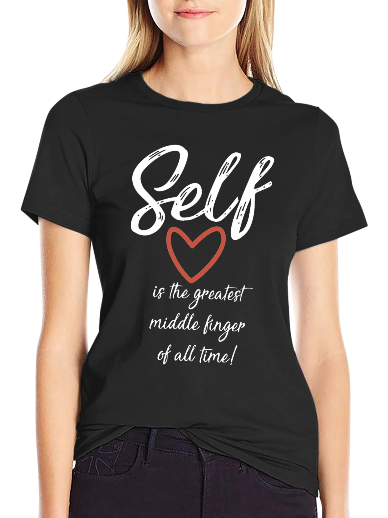 Black Self Love Black T-Shirt - Greatest Middle Finger! view 2