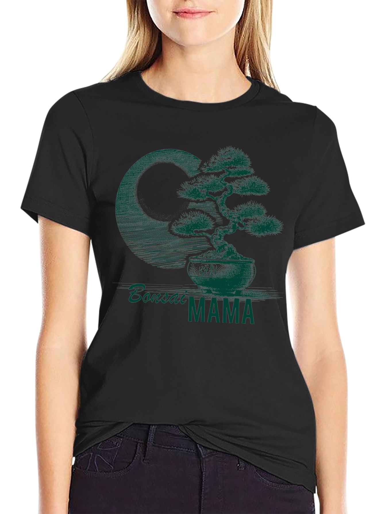 Black Bonsai Mama Graphic Tee - Stylish Plant Lover Shirt view 2