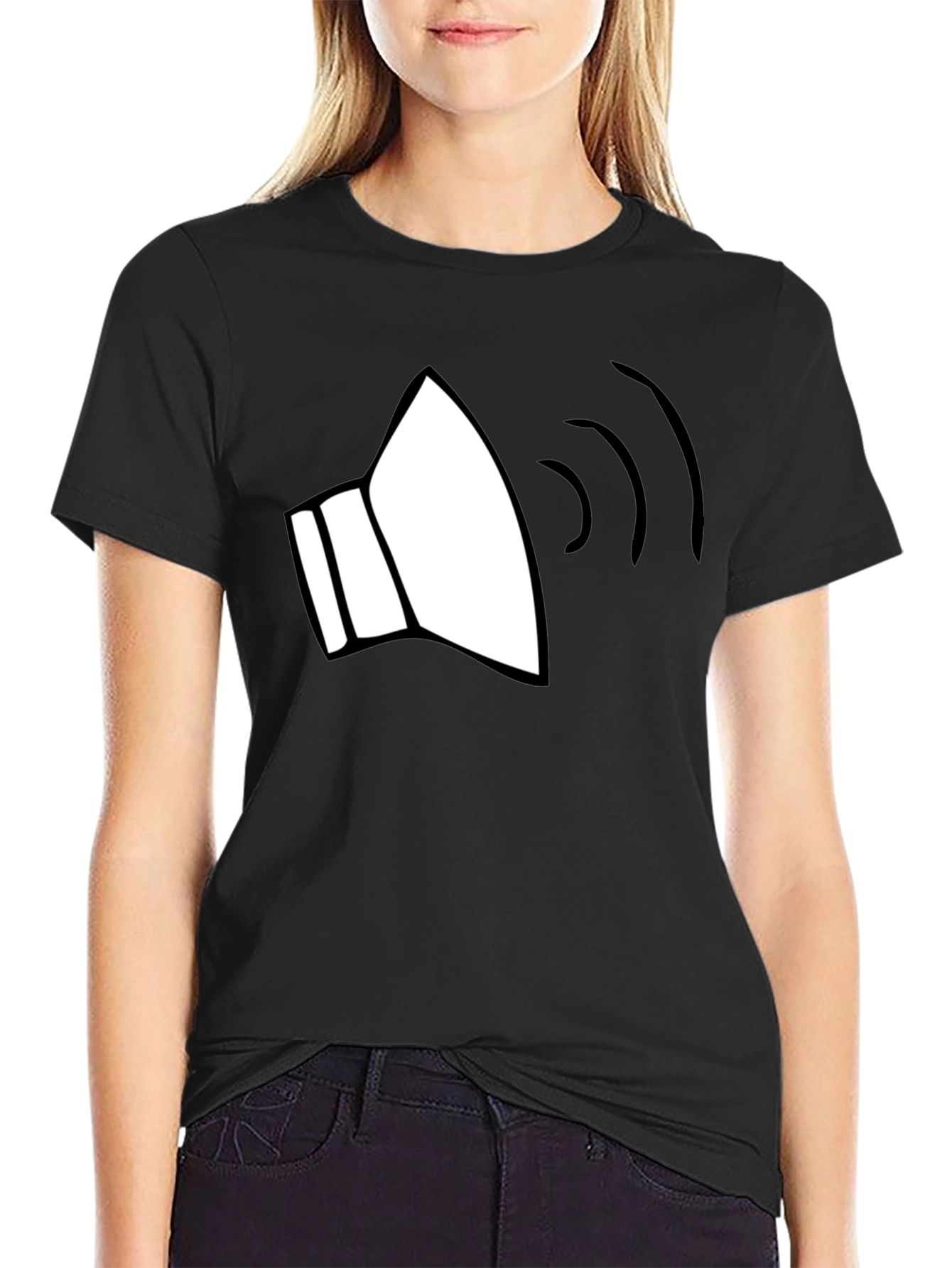 Black Sound Wave Graphic Tee - Black Cotton Blend view 2