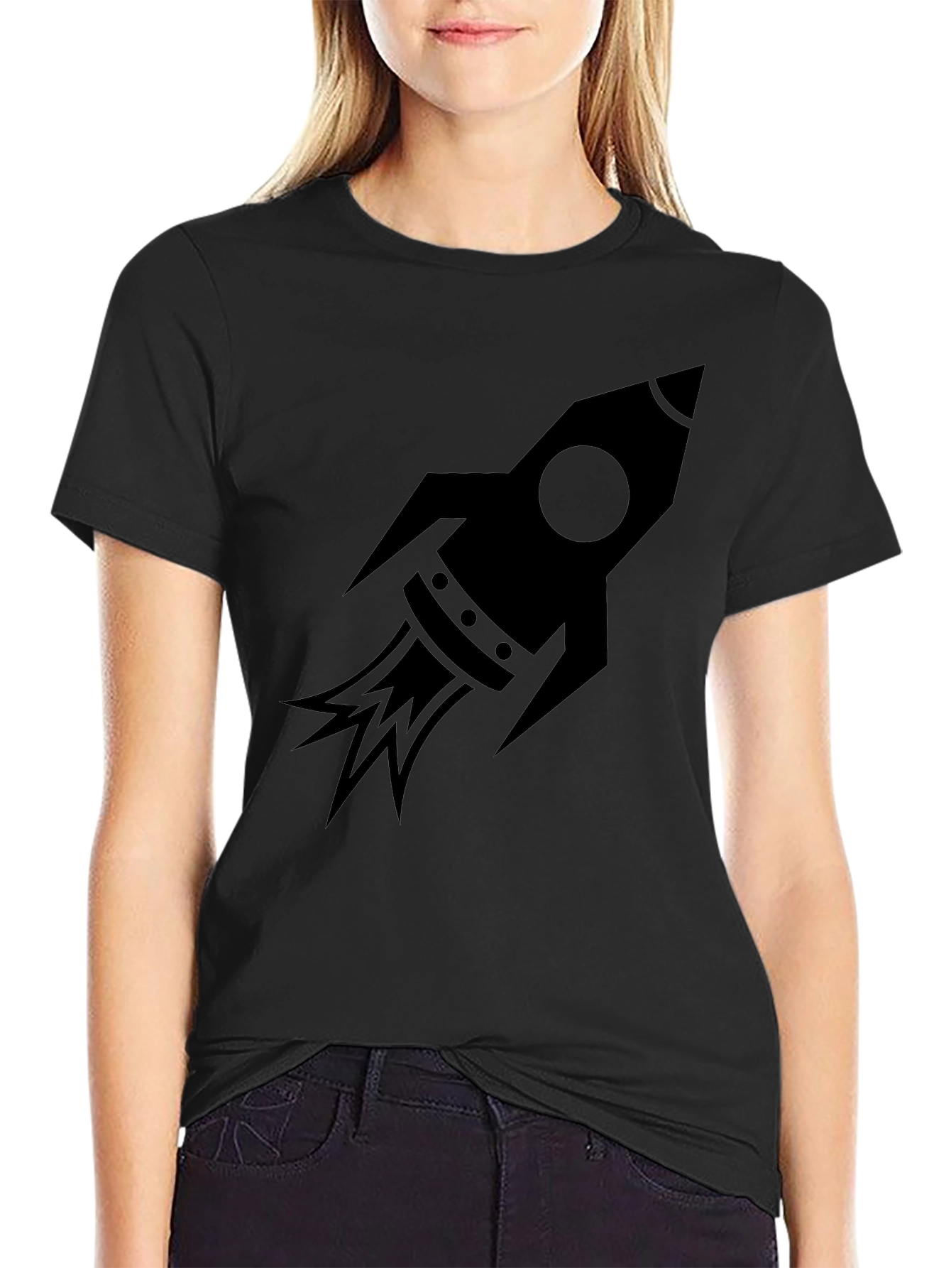 Black Rocket Graphic Tee - Black Cotton Blend view 2