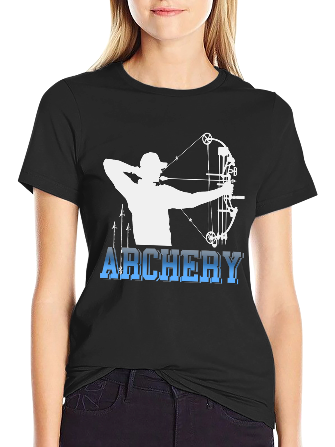 Black Archery Bow Hunter Black T-Shirt view 2