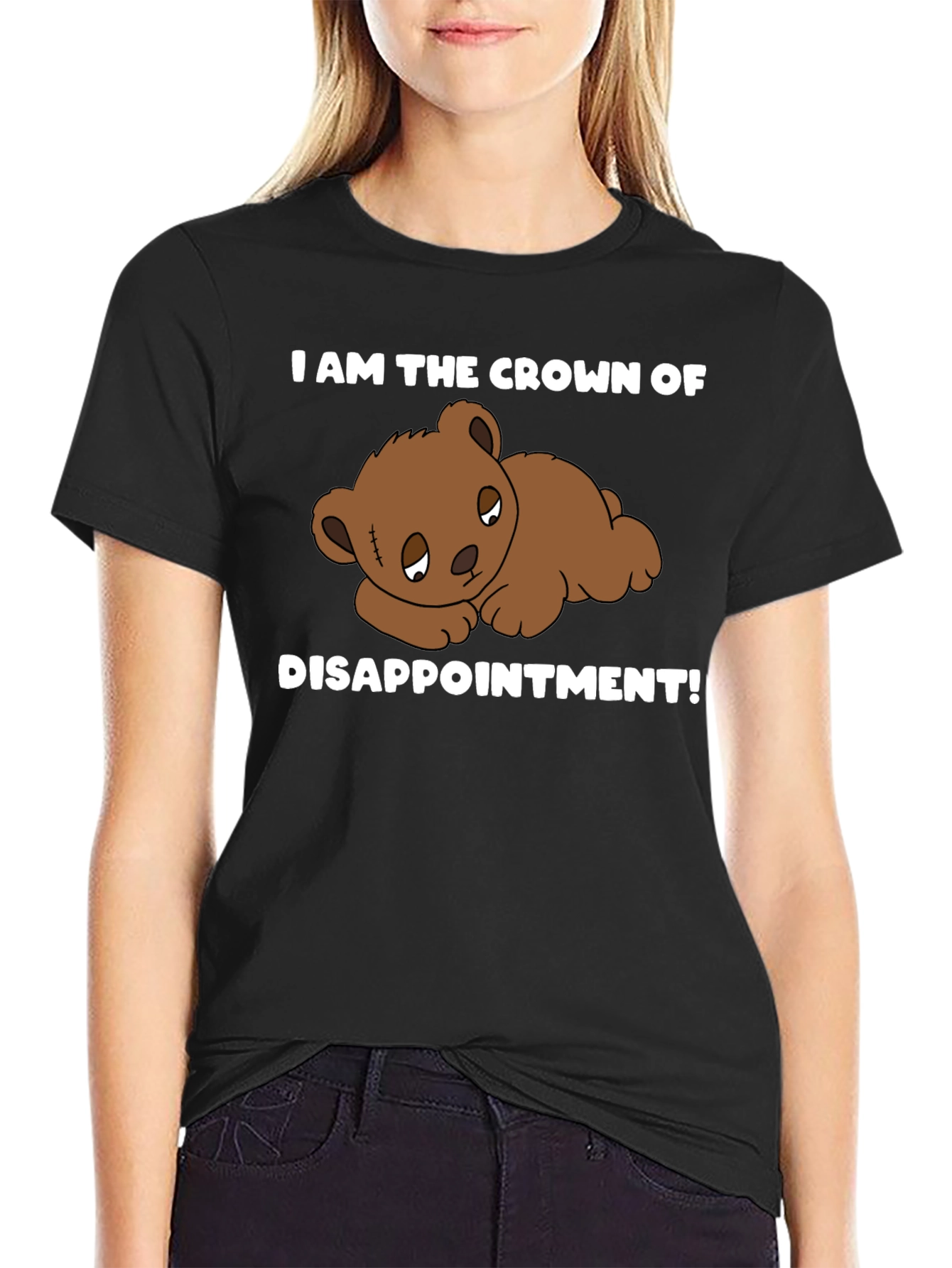 Black Crown of Disappointment T-Shirt - Sad Teddy Bear view 2