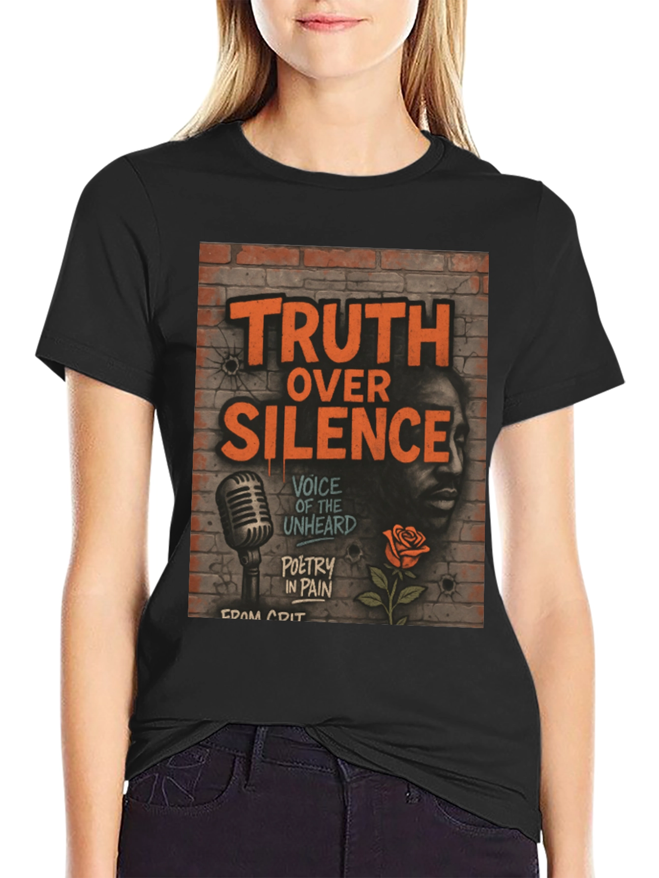 Black Truth Over Silence Graphic T-Shirt - Poetry in Pain view 2