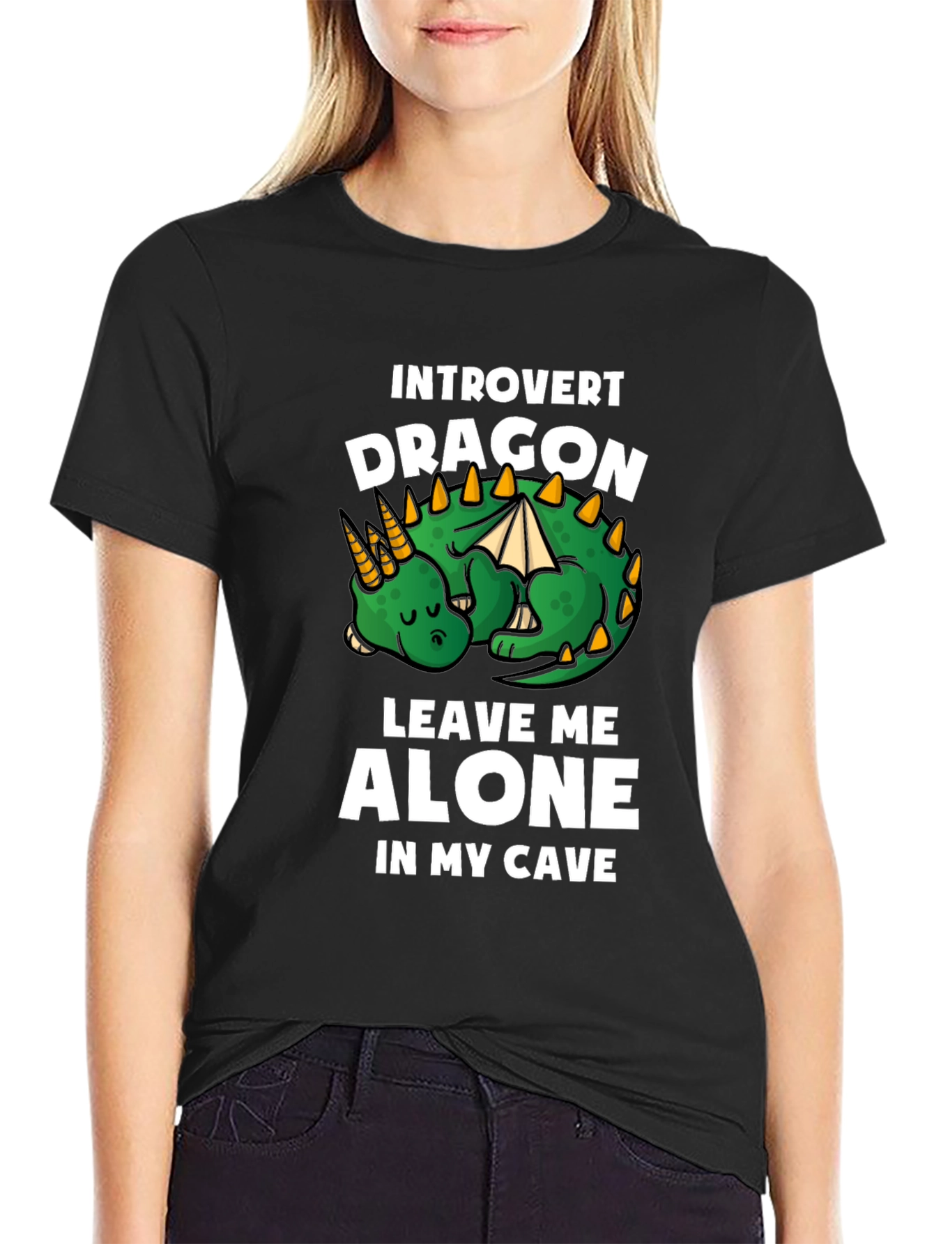 Black Introvert Dragon T-Shirt - Leave Me Alone view 2
