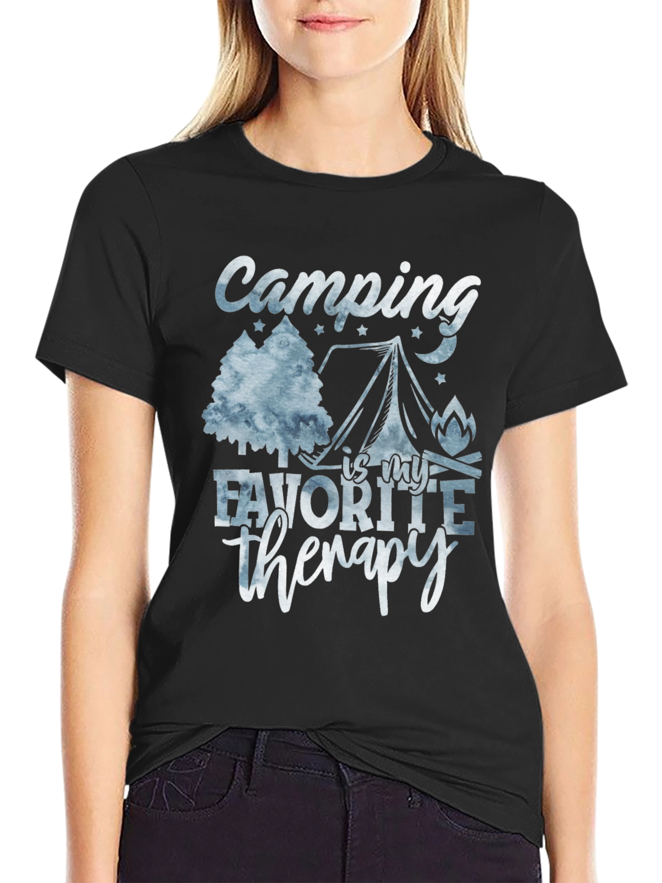 Black Camping Is My Therapy Graphic T-Shirt view 2