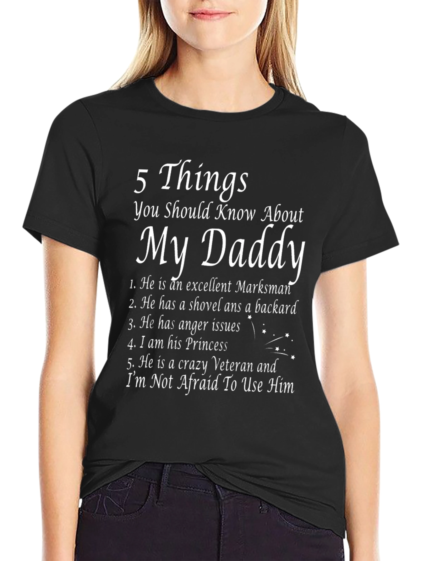 Black 5 Things About My Daddy Black T-Shirt Novelty Gift view 2