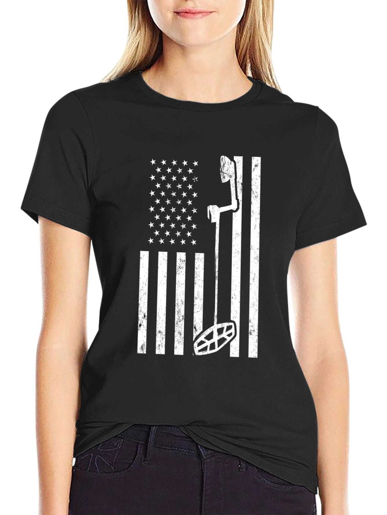 Black Metal Detecting Flag Tee view 2