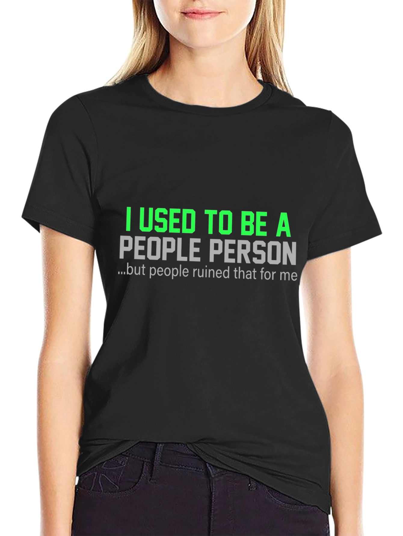 Black I Used To Be A People Person Graphic T-Shirt view 2