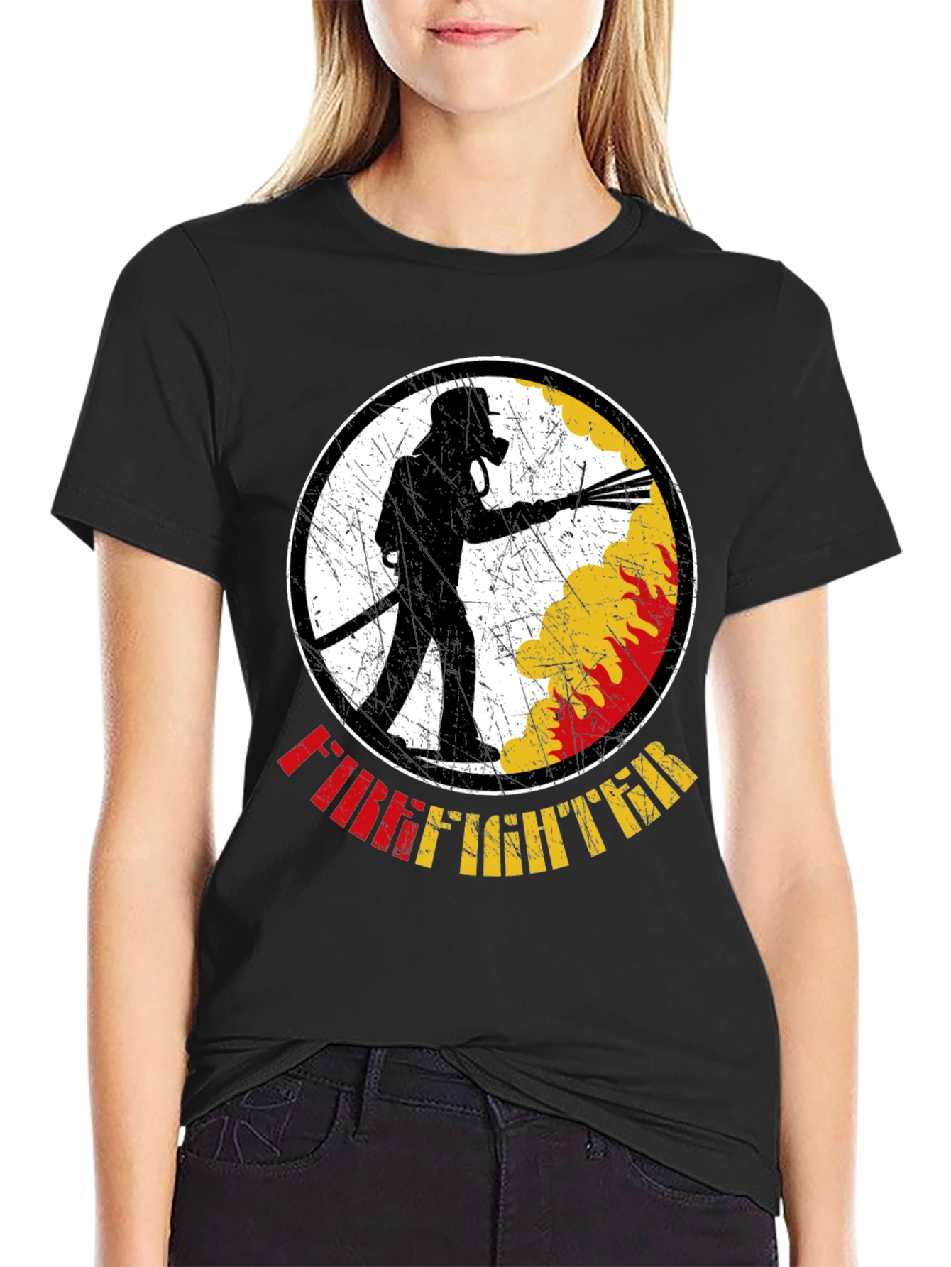 Black Firefighter Graphic T-Shirt - Black view 2