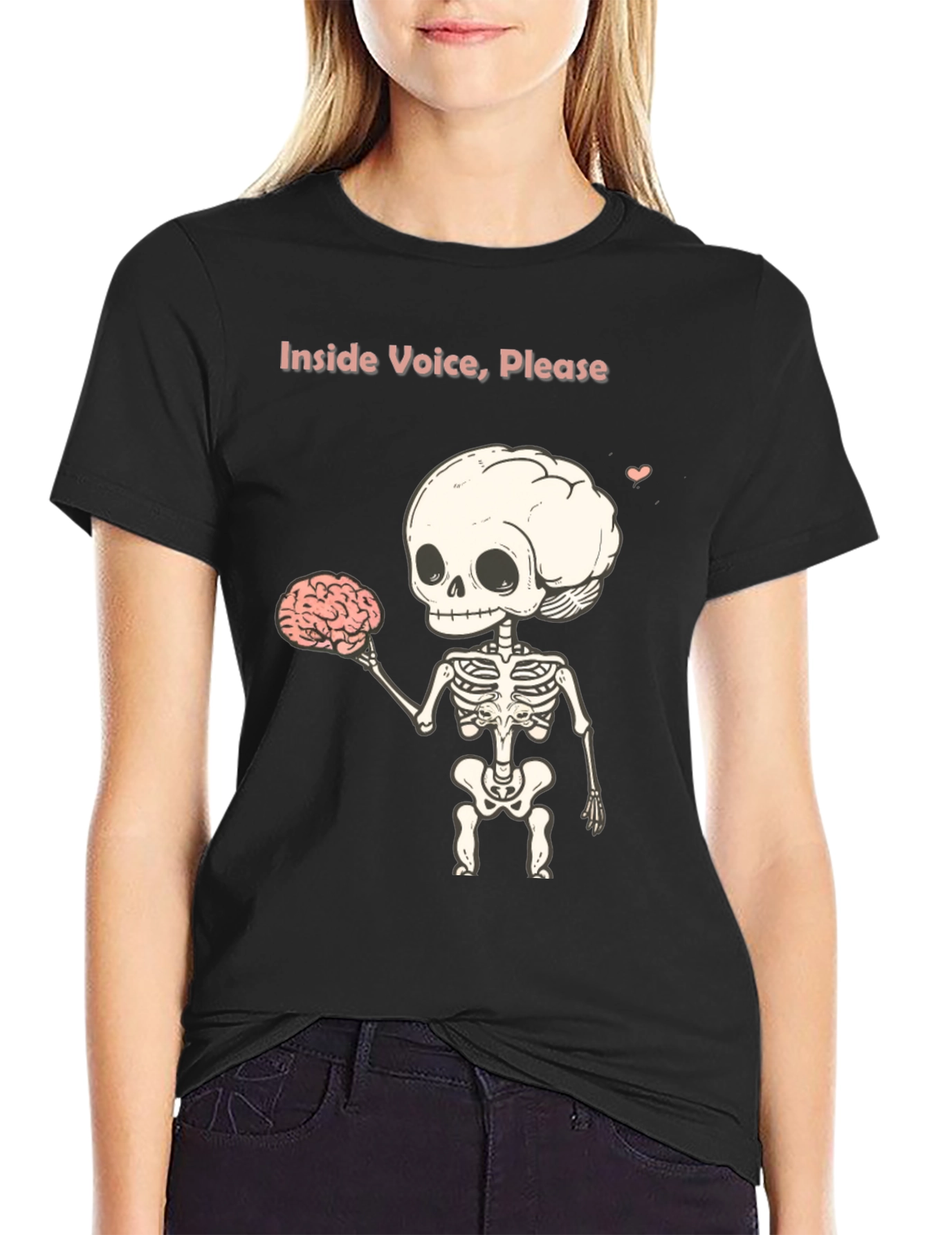 Black Inside Voice, Please - Skeleton Graphic T-Shirt view 2