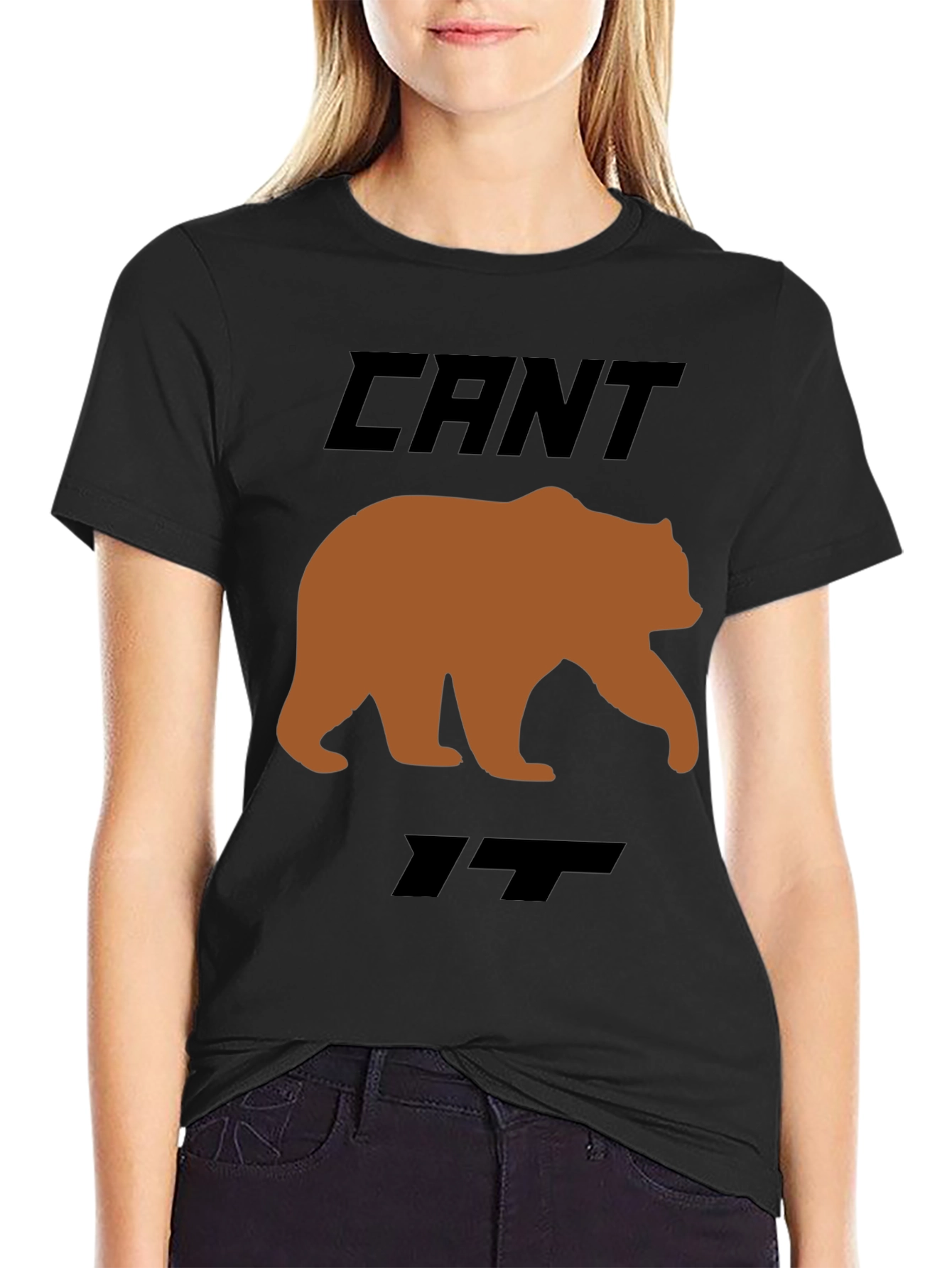 Black Can't Bear It Funny Graphic T-Shirt view 2