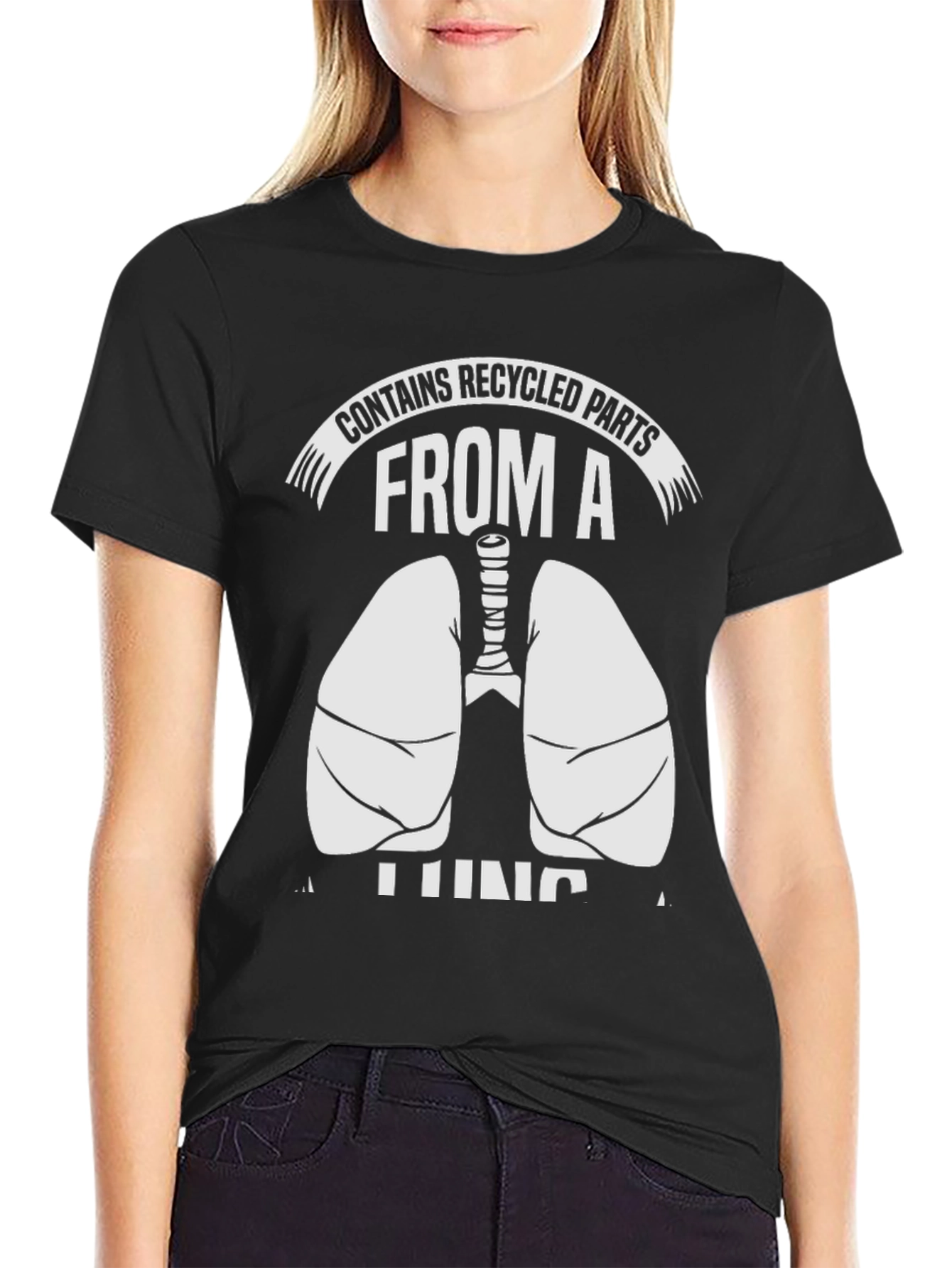 Black Recycled Lung Parts Funny T-Shirt view 2