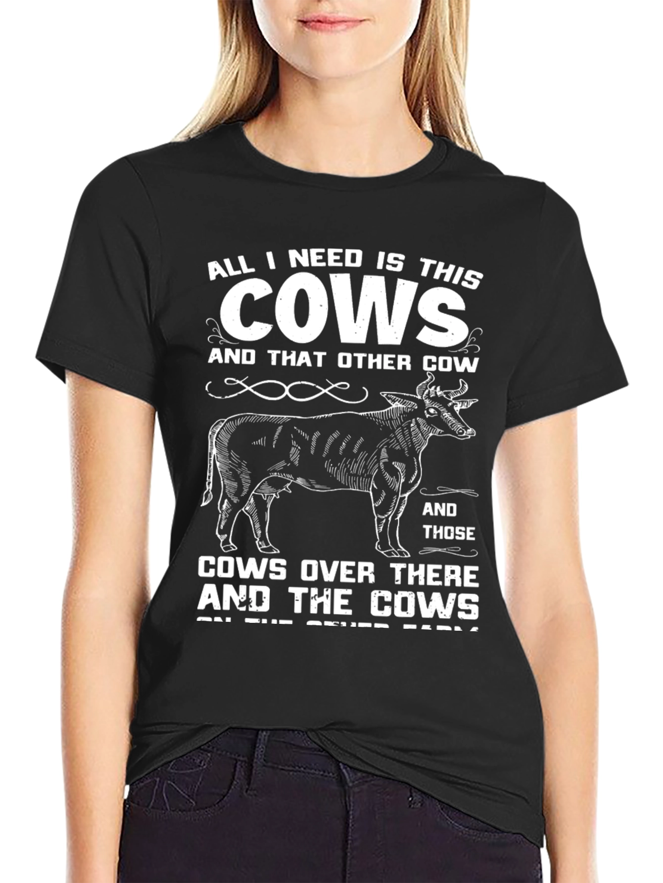 Black Funny Cow Lover T-Shirt, All I Need Is This Cows Tee view 2