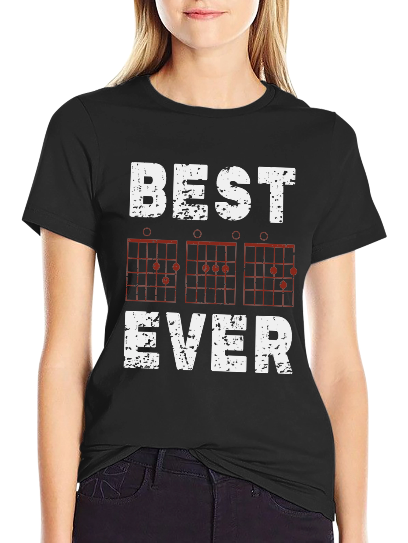 Black Best Guitar Chords Ever T-Shirt - Music Lover Tee view 2