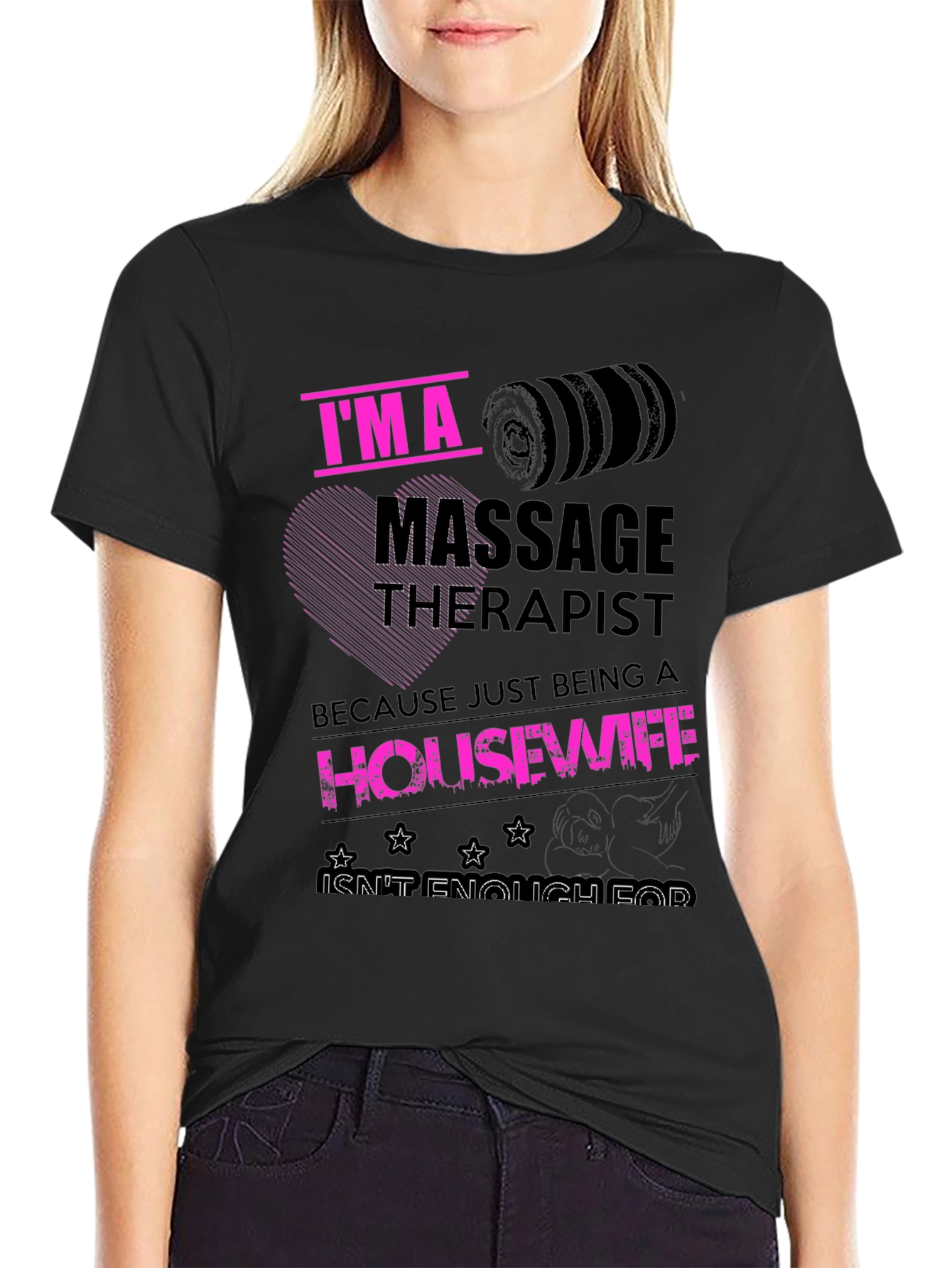 Black Massage Therapist Housewife Funny T-Shirt view 2