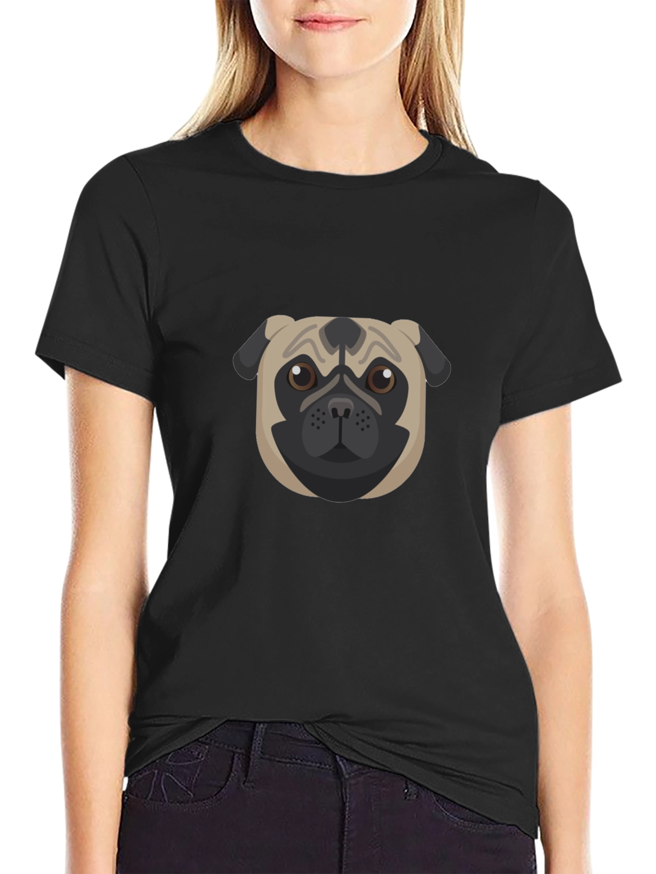 Black Pug Graphic Black T-Shirt - Men's Casual Tee view 2