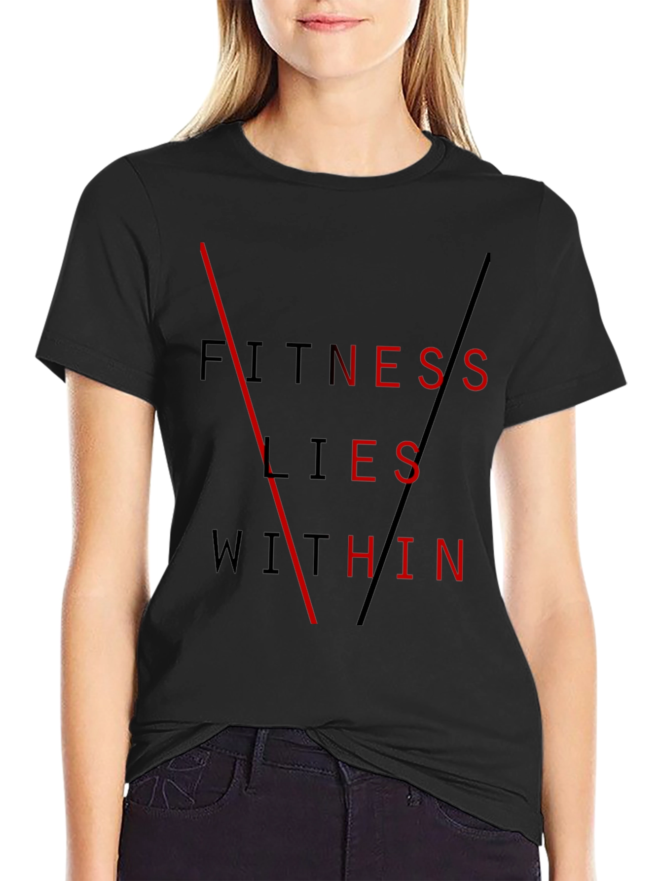 Black Fitness Lies Within Black Graphic Tee view 2