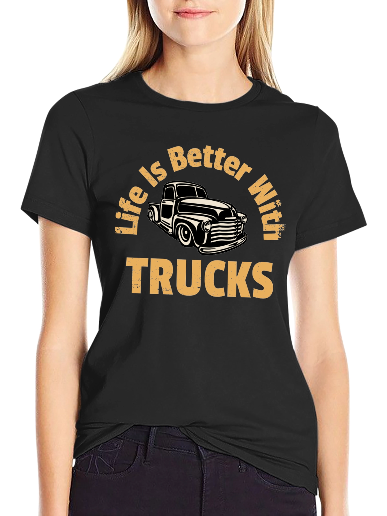 Black Life is Better With Trucks Graphic T-Shirt view 2