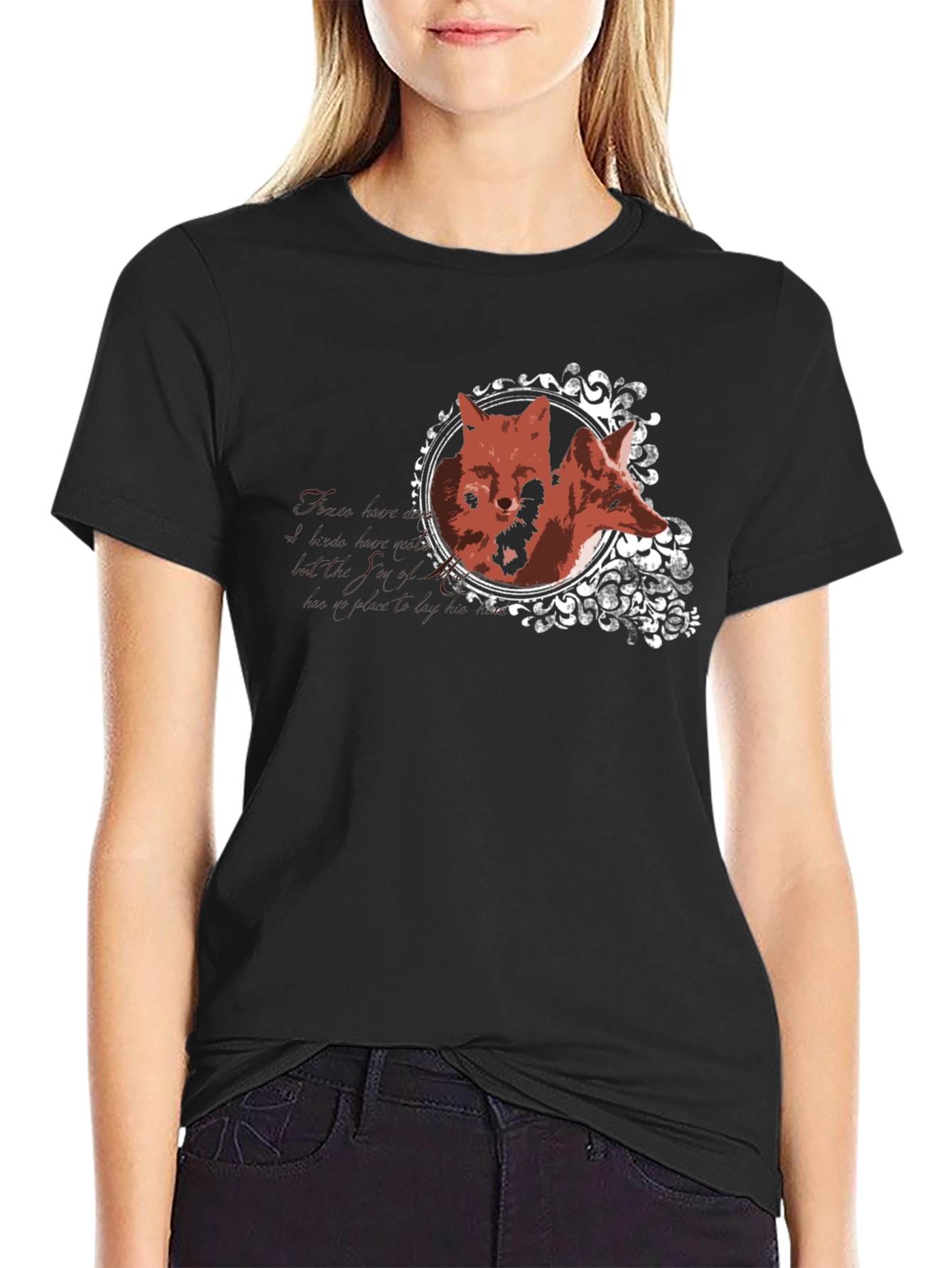 Black Fox Portrait Graphic Tee - Stylish Unisex T-Shirt view 2