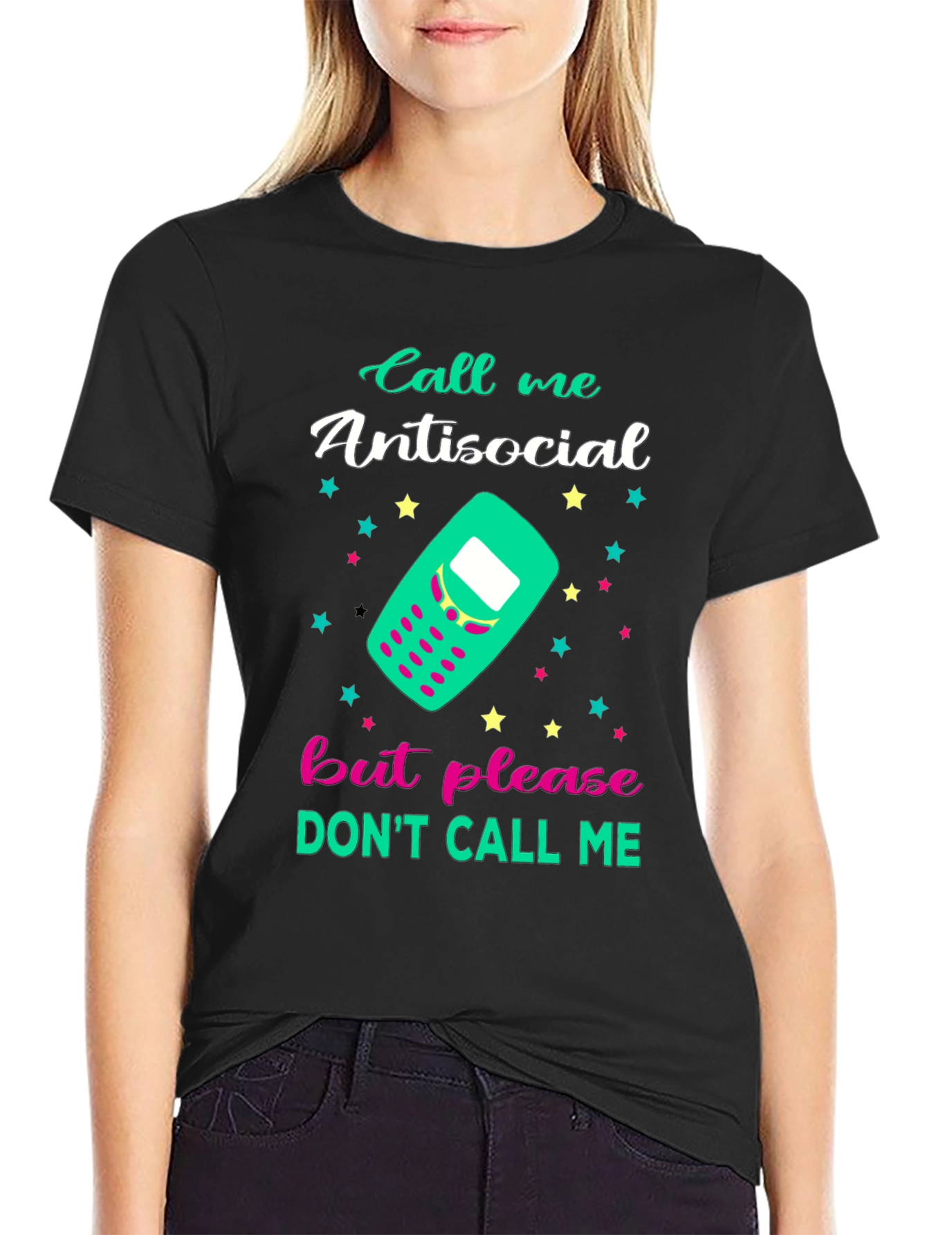 Black Antisocial Graphic Tee - Funny Novelty T-Shirt view 2
