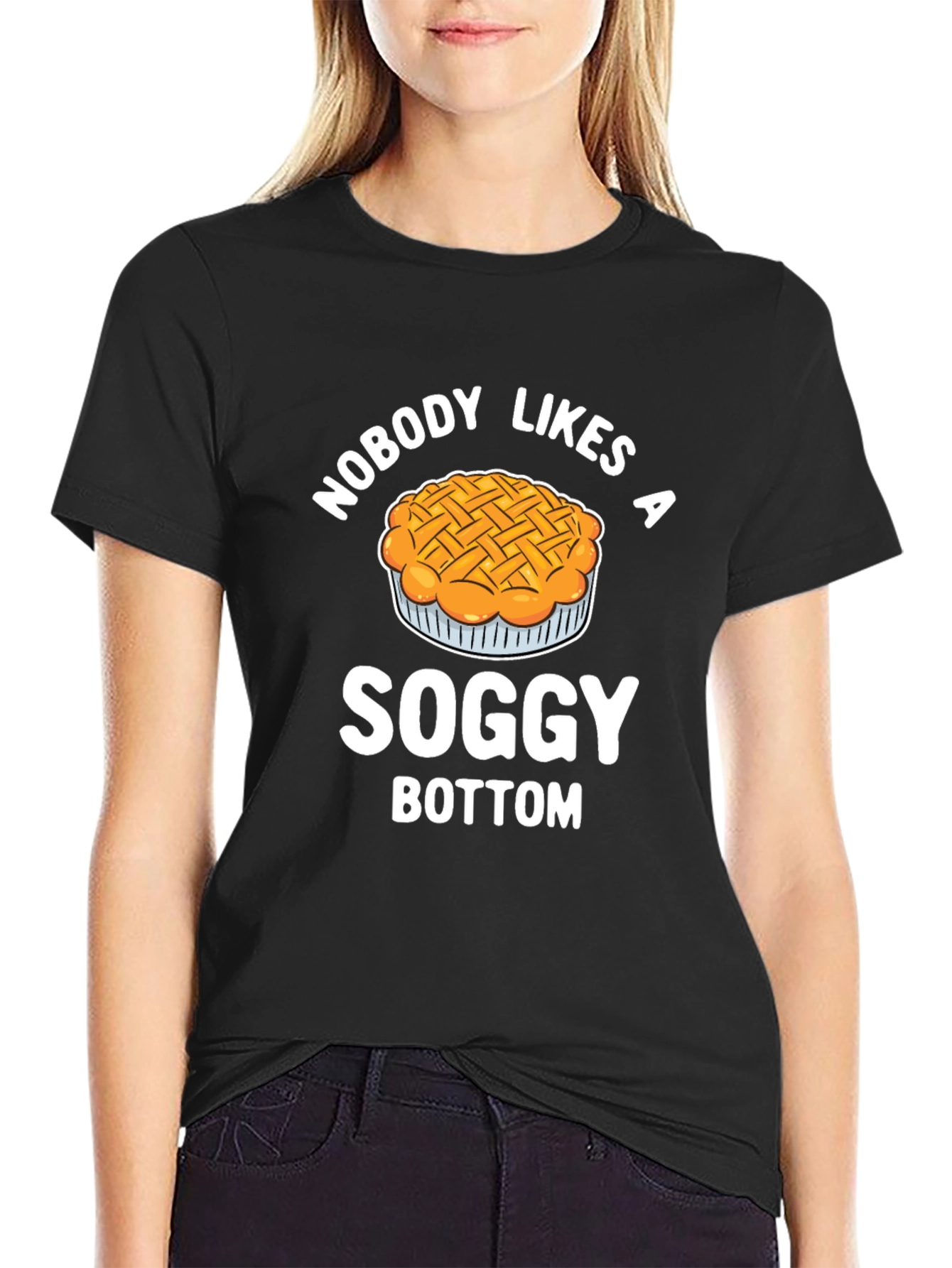 Black Soggy Bottom Pie T-Shirt Funny Foodie Tee view 2