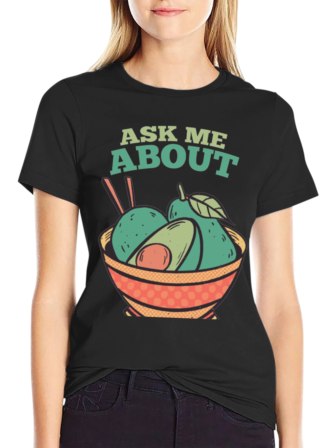 Black Ask Me About Avocados T-Shirt view 2