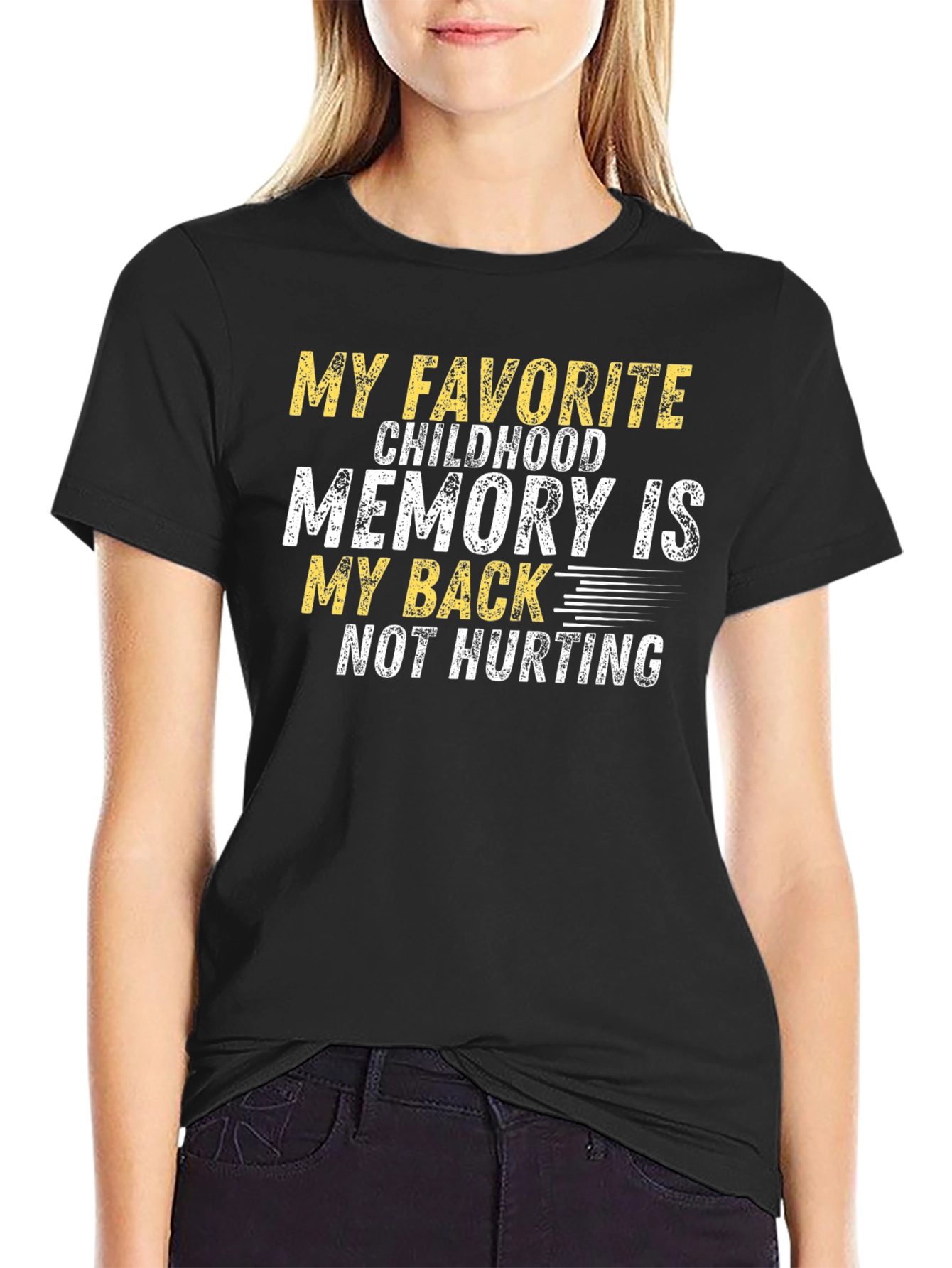 Black Funny My Back Hurts Childhood Memory Graphic T-Shirt view 2