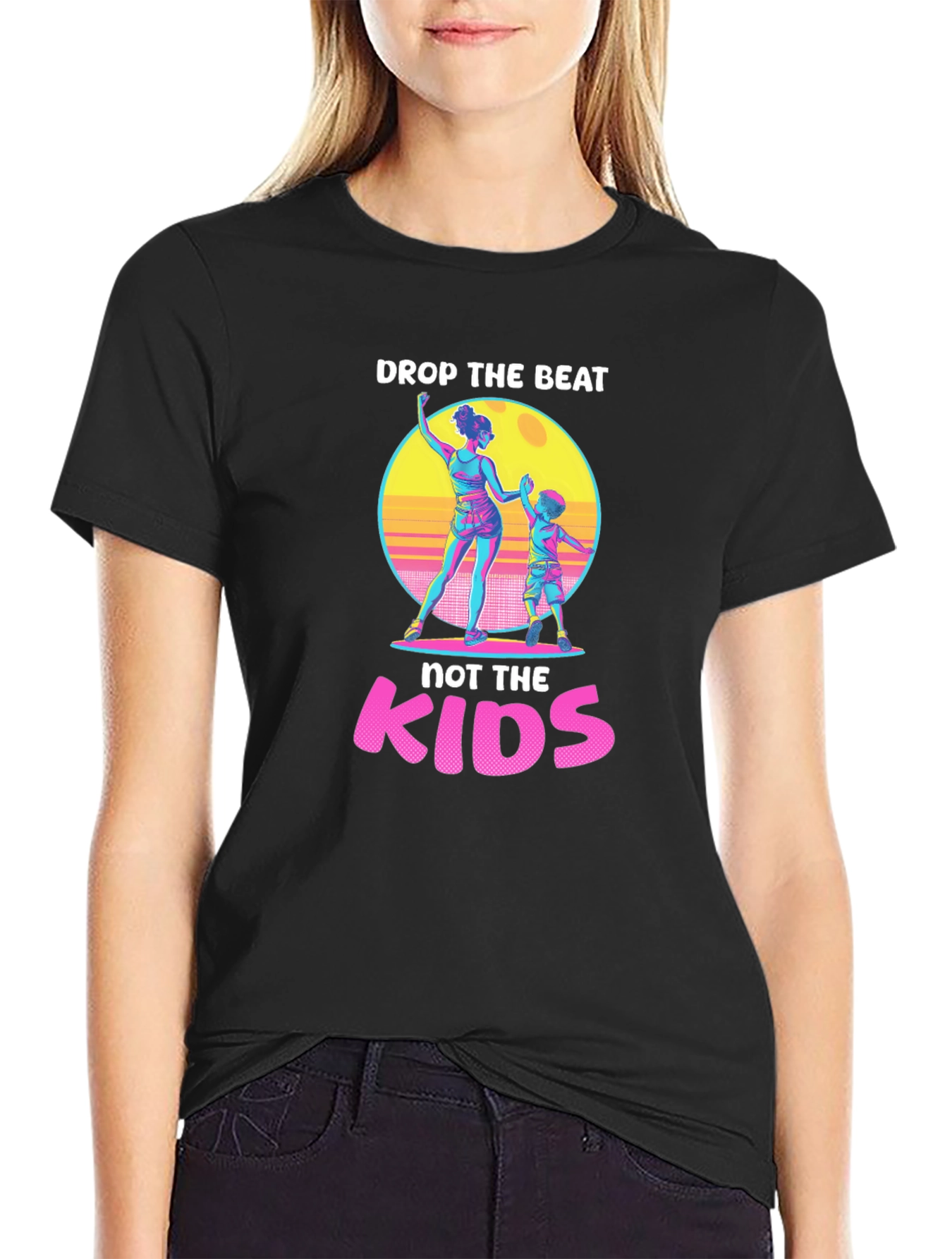 Black Drop the Beat, Not the Kids T-Shirt view 2