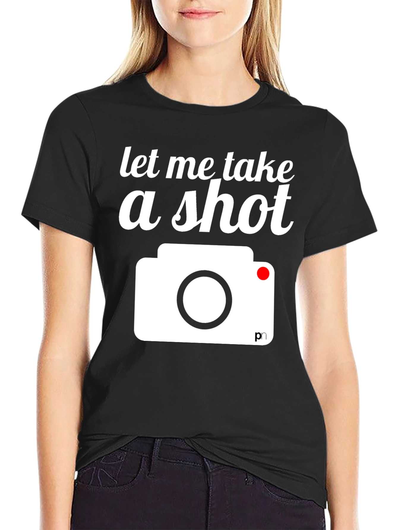 Black Funny Photographer T-Shirt - Let Me Take A Shot view 2