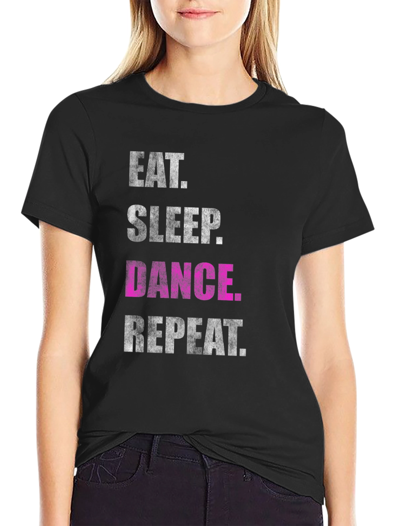 Black Eat Sleep Dance Repeat Black T-Shirt view 2
