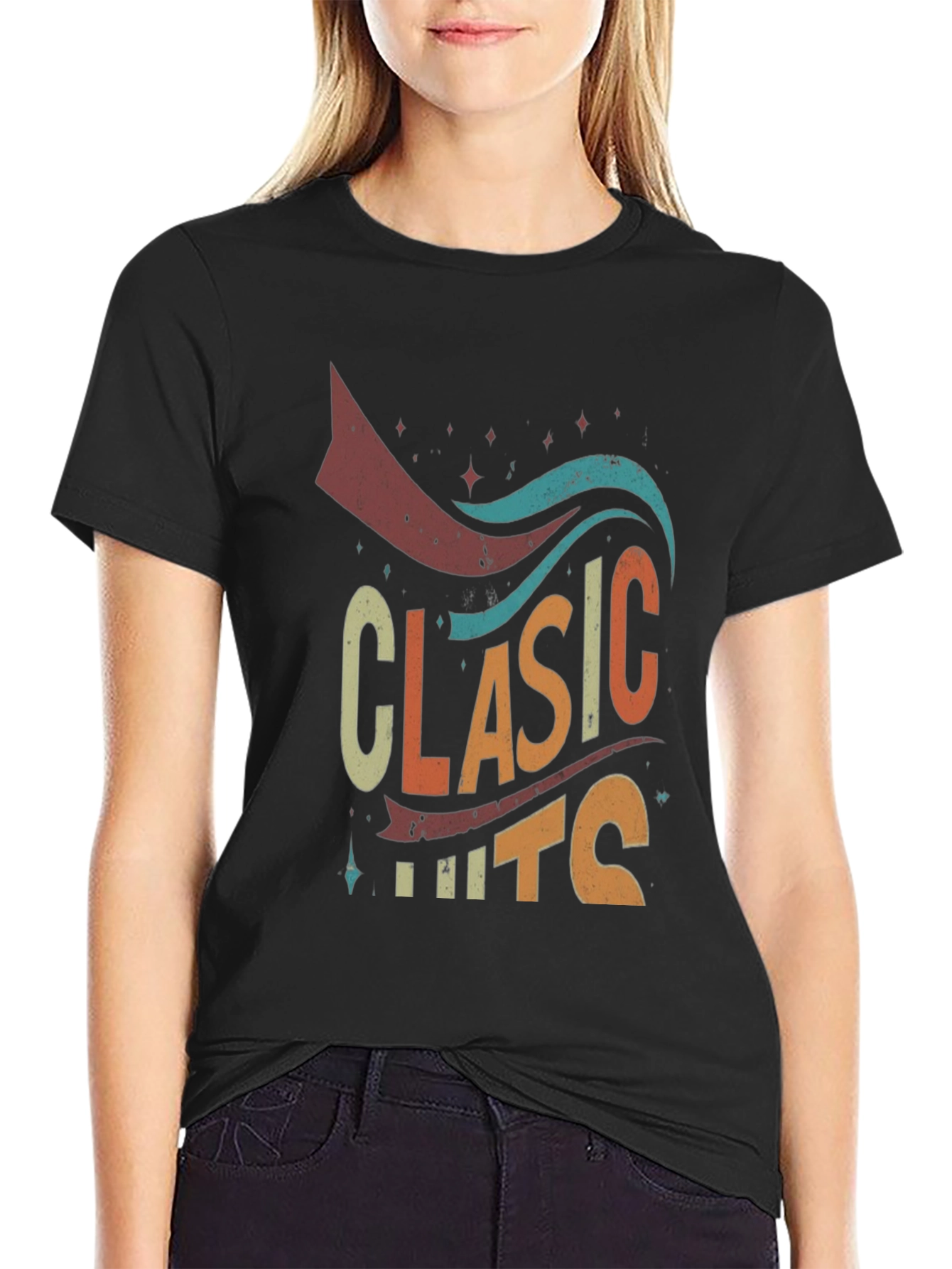 Black Classic Hits Retro Graphic T-Shirt view 2
