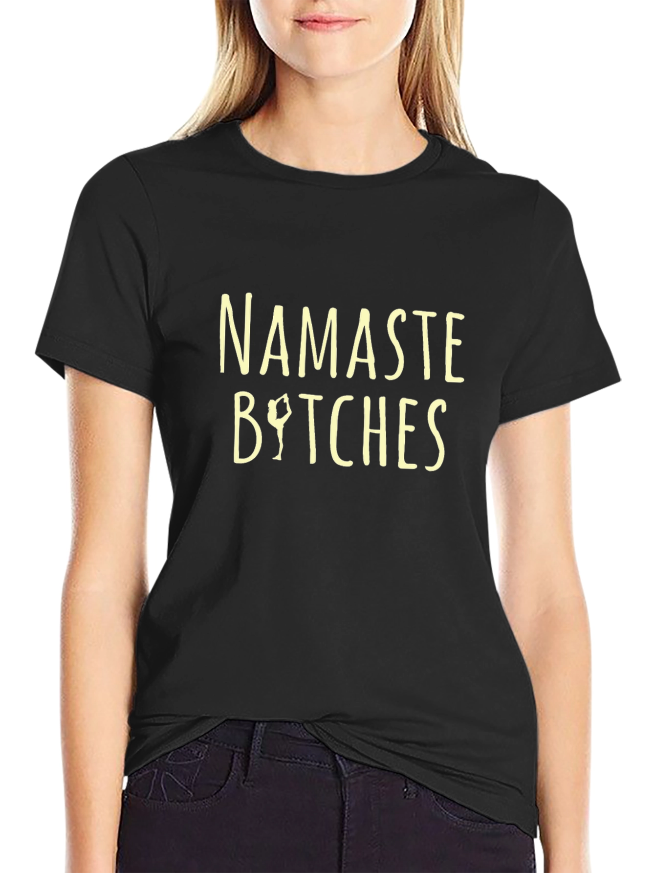 Black Namaste Bitches Graphic Tee - Yoga Lover's T-Shirt view 2