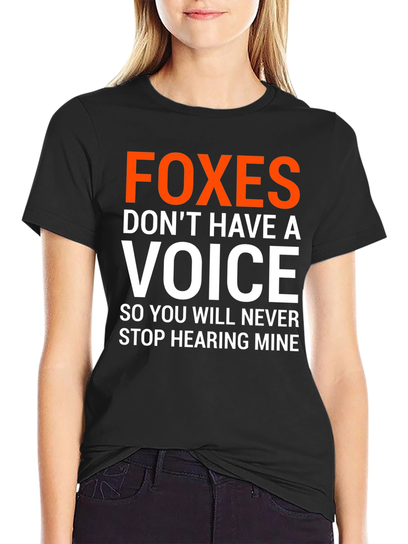 Black Foxes Don't Have A Voice Graphic Tee view 2