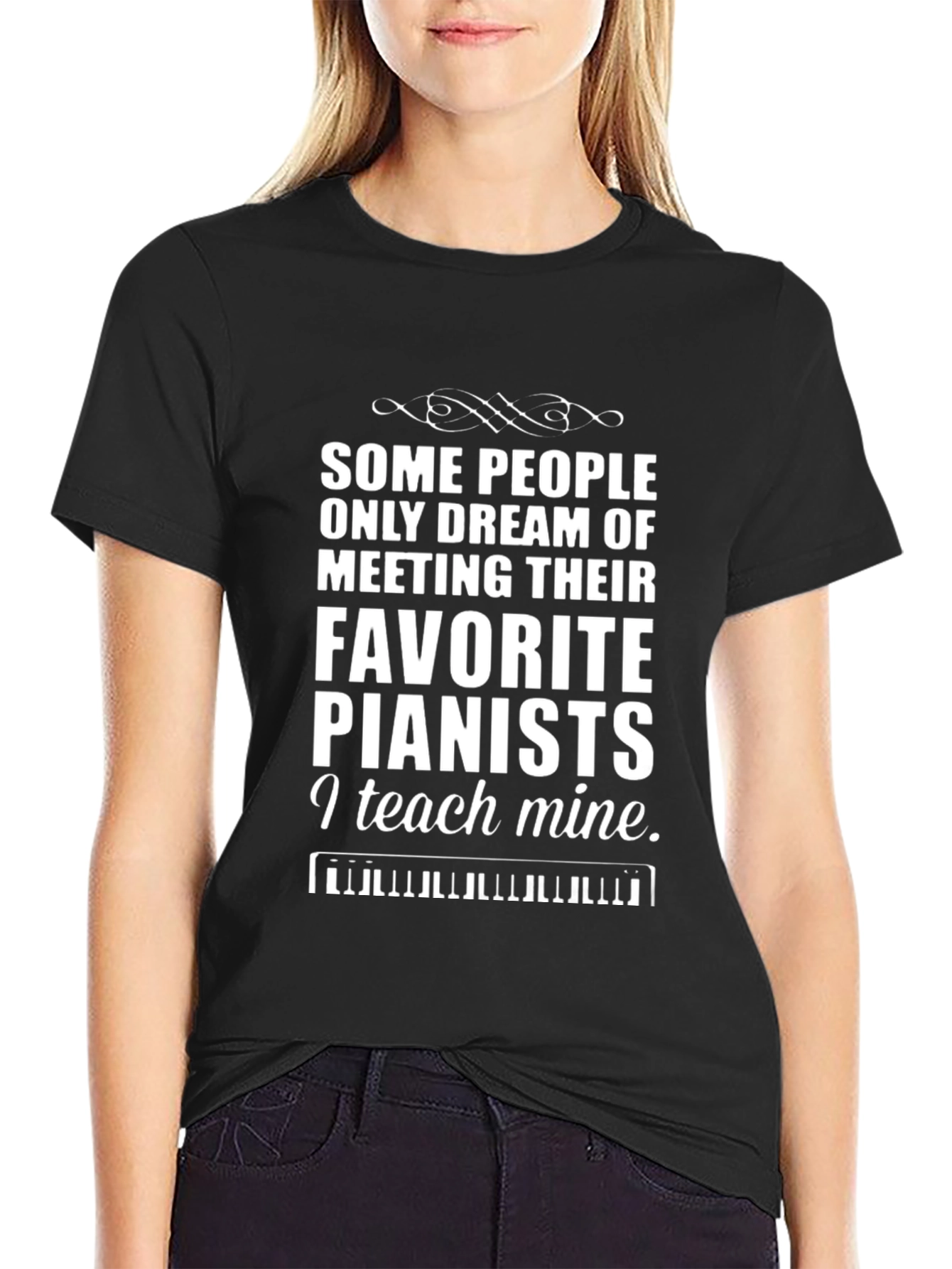 Black Piano Teacher T-Shirt - "I Teach Mine"  view 2