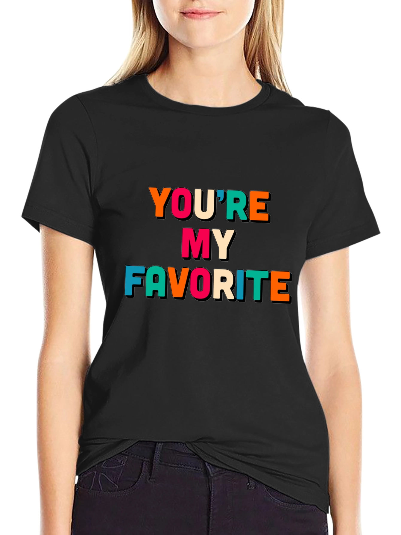 Black You're My Favorite Graphic Tee - Soft Cotton Blend view 2